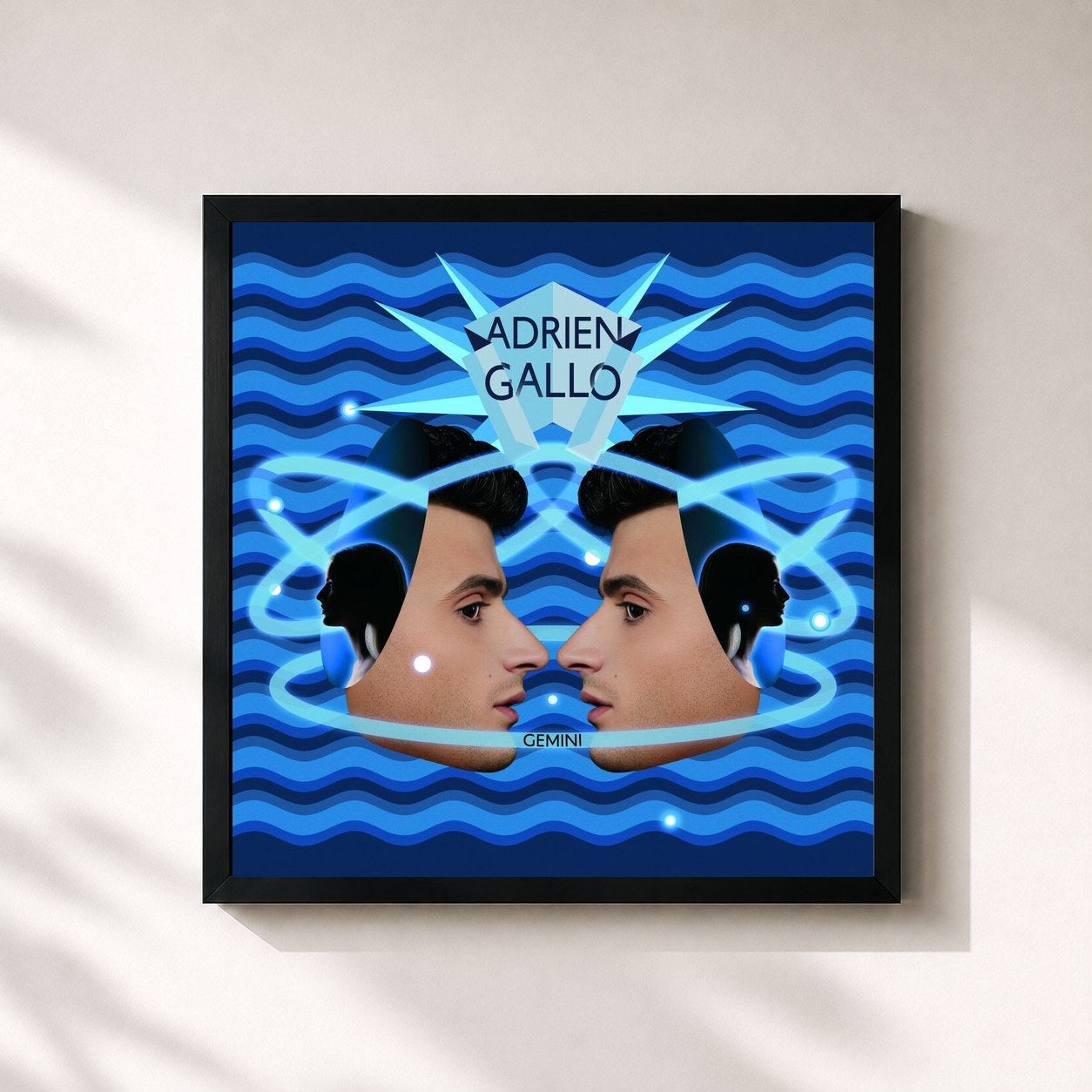 #noir Tableau carré de l'album Gemini (Edition Deluxe) de Adrien Gallo, cadre noir 32x32 cm