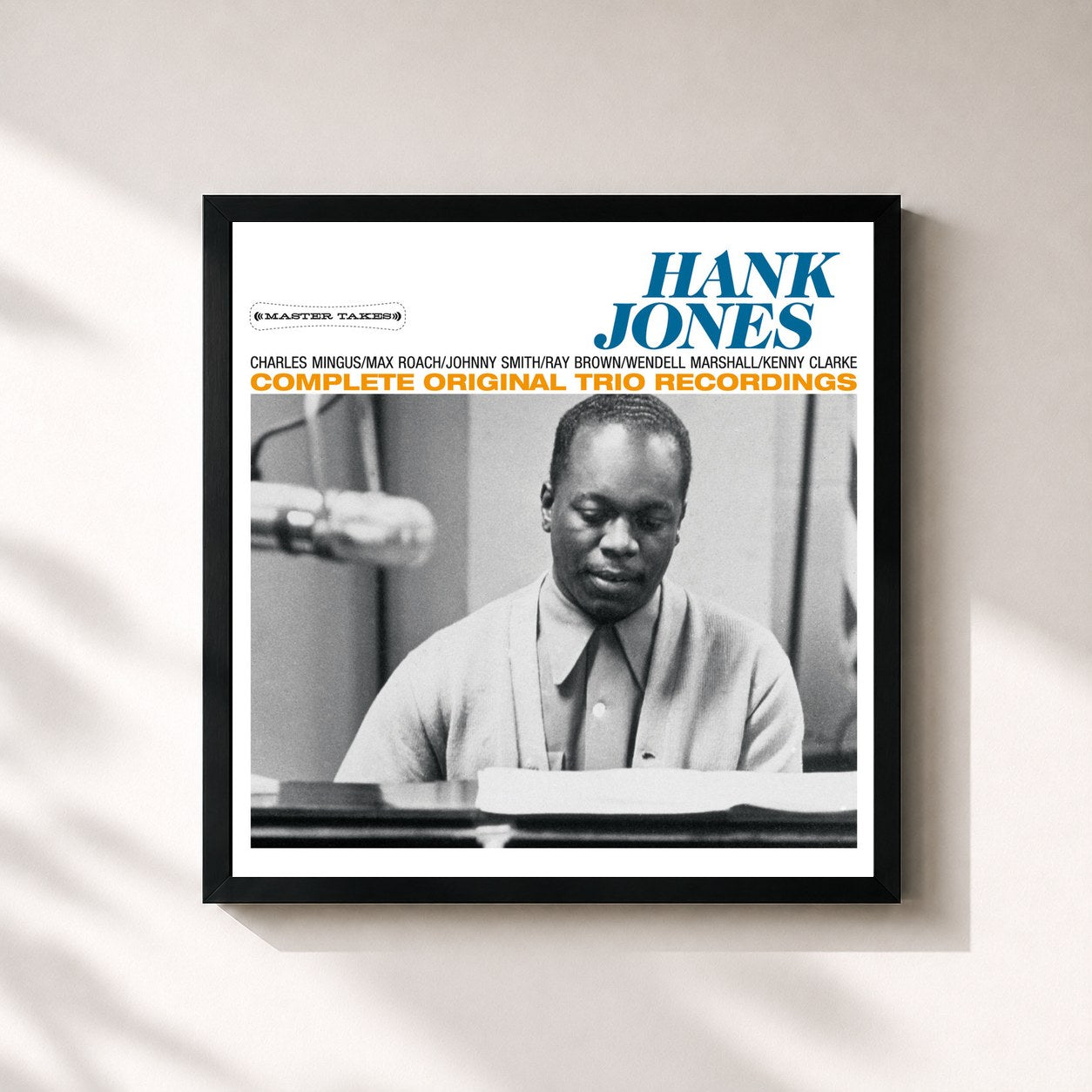 #noir Tableau carré de l'album Complete Original Trio Recordings (Bonus Track Version) de Hank Jones, cadre noir 32x32 cm