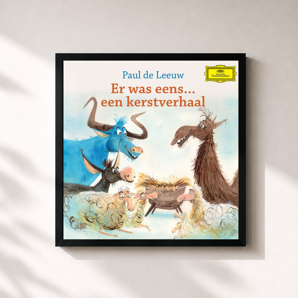 #noir Tableau carré de l'album Er Was Eens...Een Kerstverhaal de Paul de Leeuw, cadre noir 32x32 cm