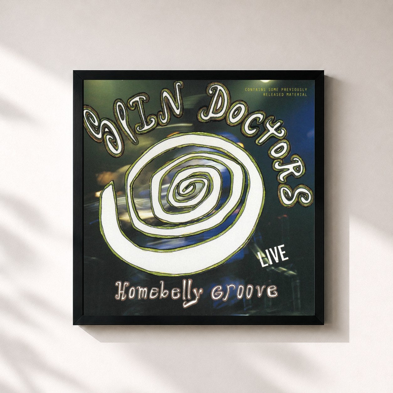 #noir Tableau carré de l'album Homebelly Groove de Spin Doctors, cadre noir 32x32 cm