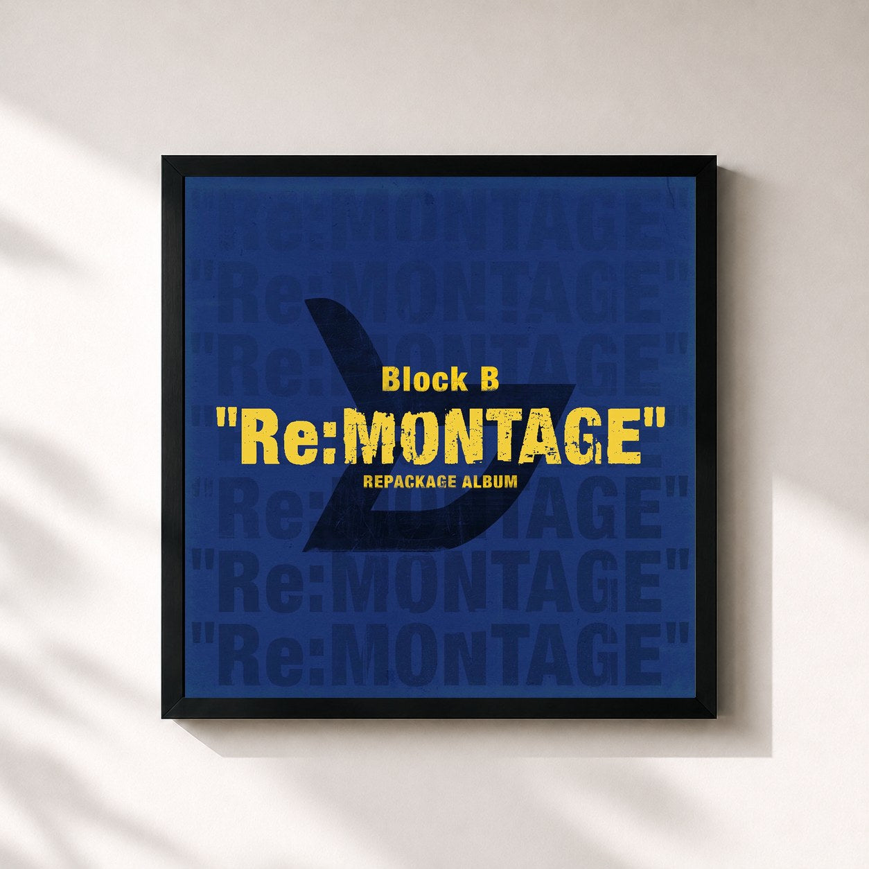 #noir Tableau carré de l'album Re:MONTAGE de Block B, cadre noir 32x32 cm