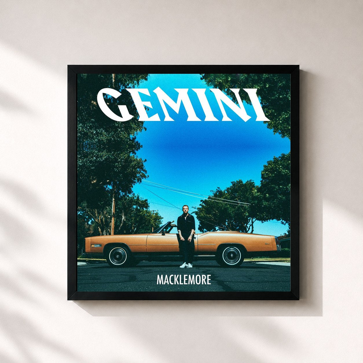 #noir Tableau carré de l'album GEMINI de Macklemore, cadre noir 32x32 cm