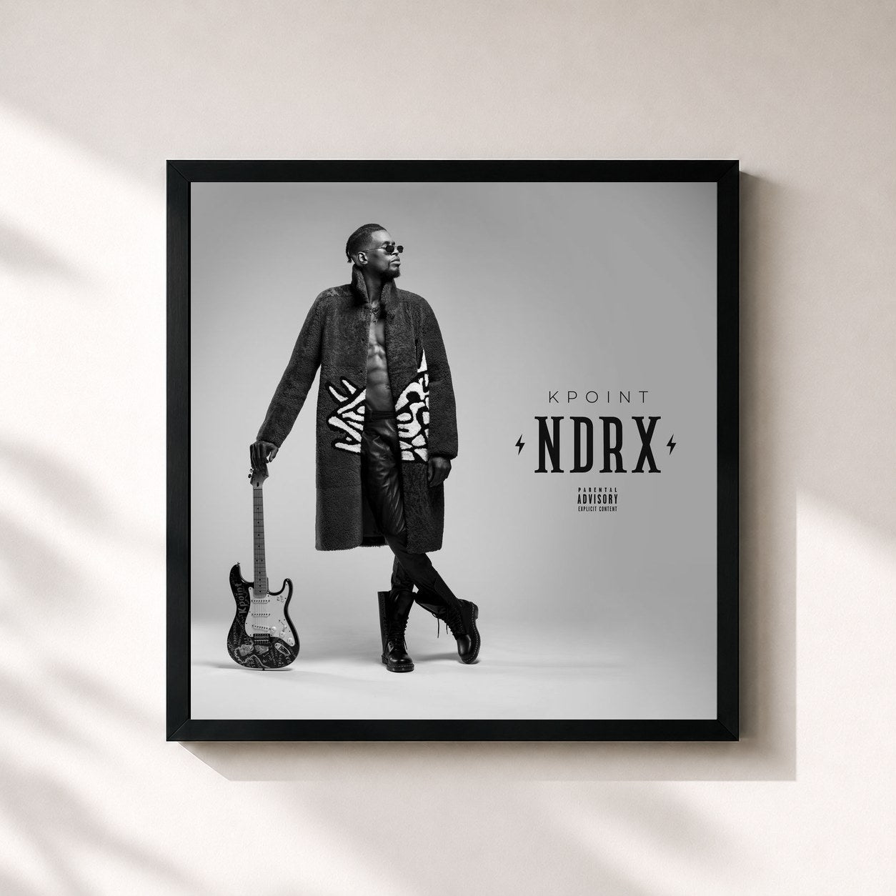 #noir Tableau carré de l'album NDRX de Kpoint, cadre noir 32x32 cm