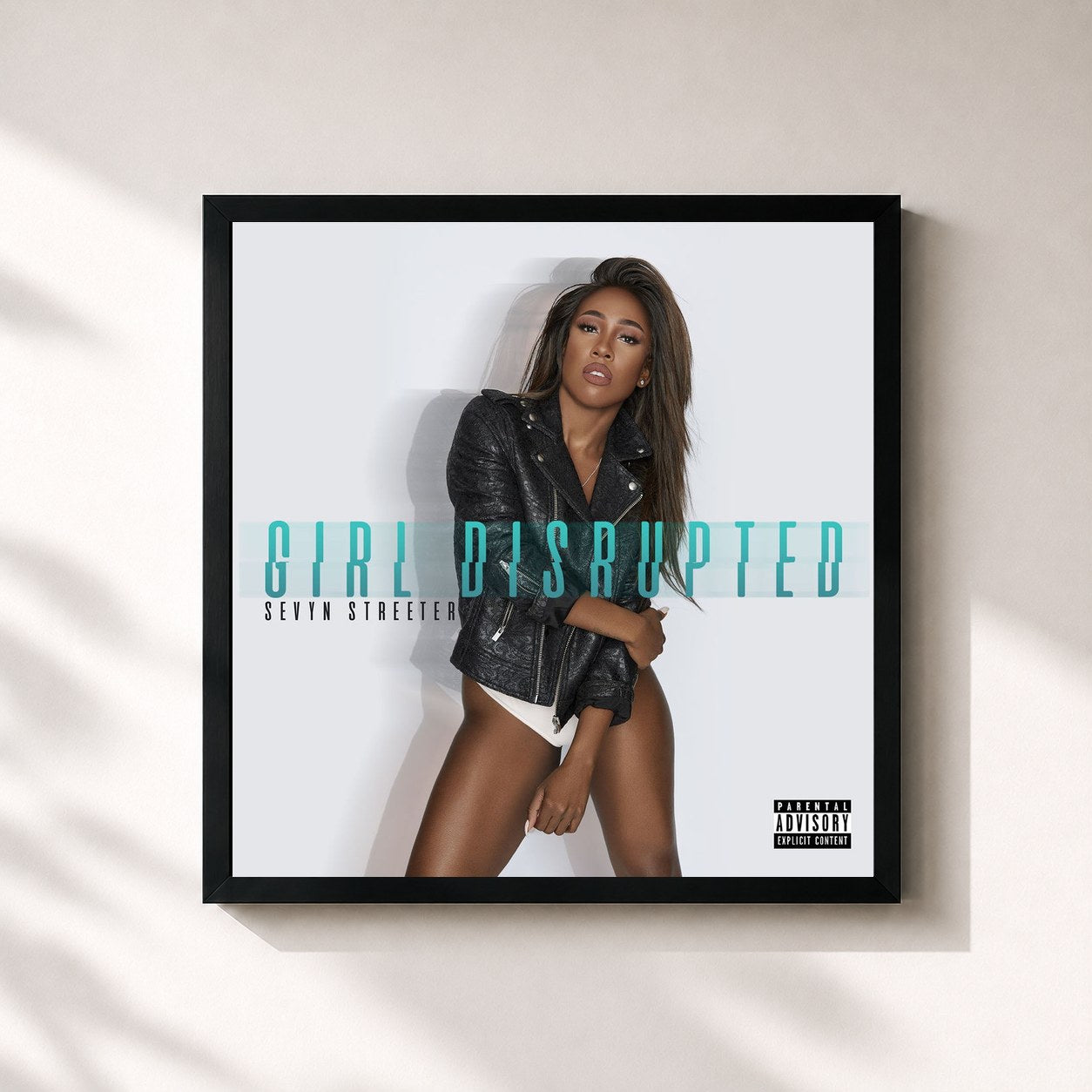 #noir Tableau carré de l'album Girl Disrupted de Sevyn Streeter, cadre noir 32x32 cm
