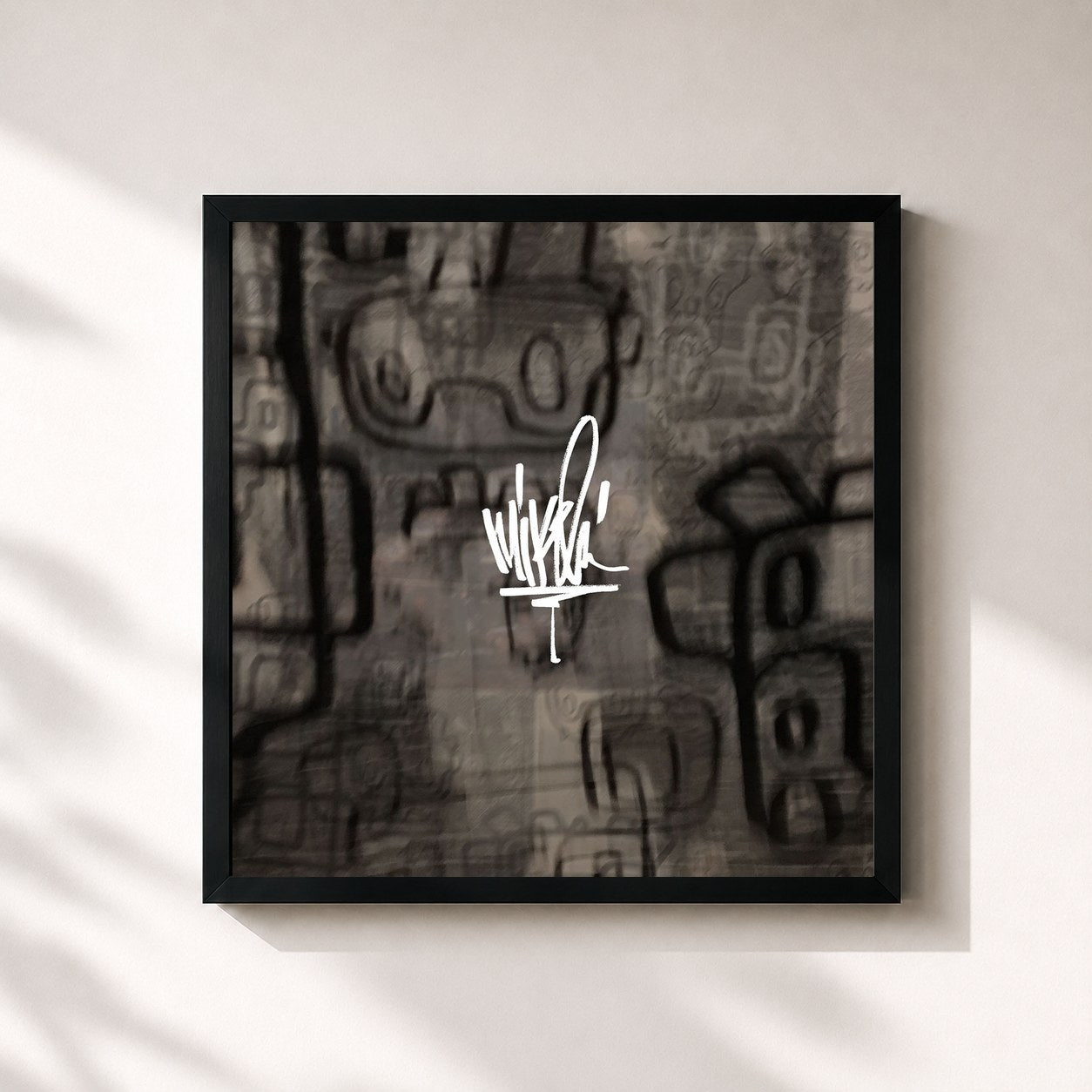 #noir Tableau carré de l'album Post Traumatic EP de Mike Shinoda, cadre noir 32x32 cm