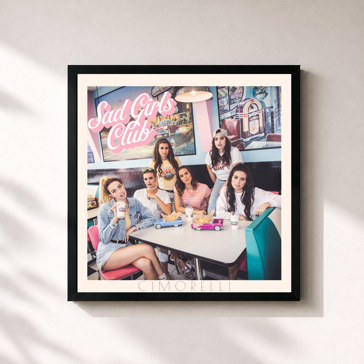 #noir Tableau carré de l'album Sad Girls Club de Cimorelli, cadre noir 32x32 cm