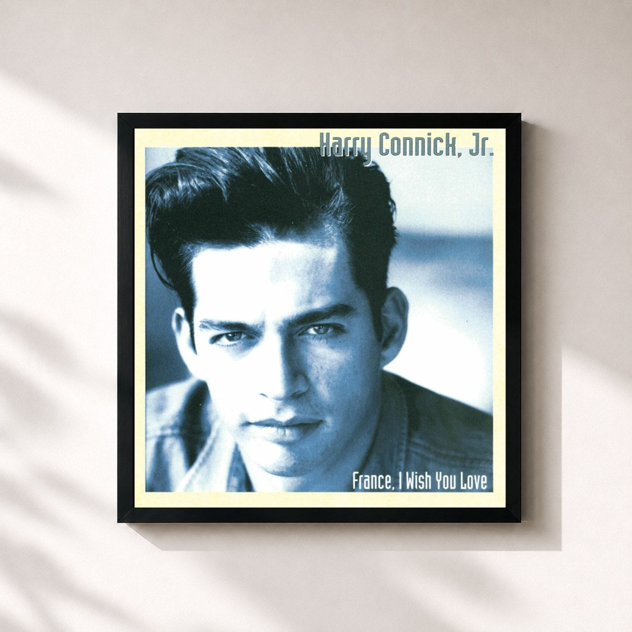 #noir Tableau carré de l'album France, I Wish You Love de Harry Connick Jr., cadre noir 32x32 cm