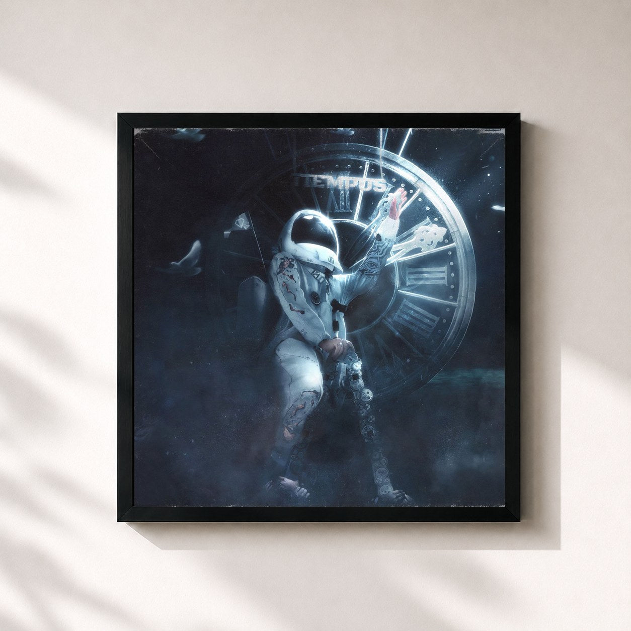 #noir Tableau carré de l'album Tiempos de Jd Pantoja, cadre noir 32x32 cm