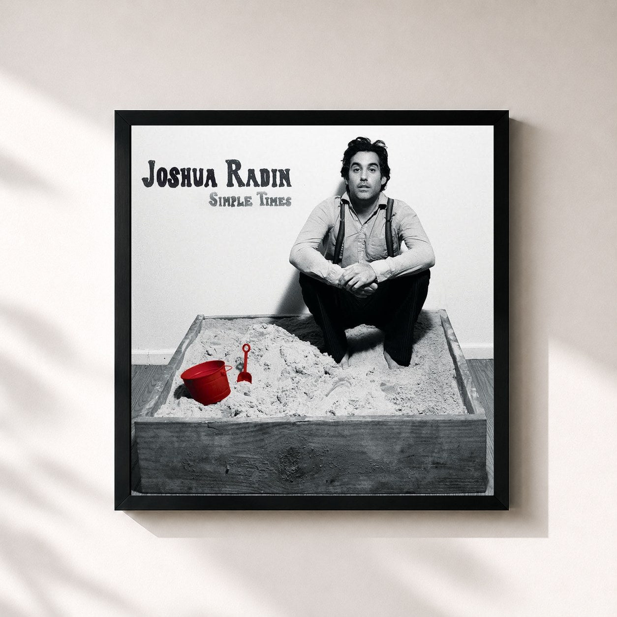 #noir Tableau carré de l'album Simple Times de Joshua Radin, cadre noir 32x32 cm