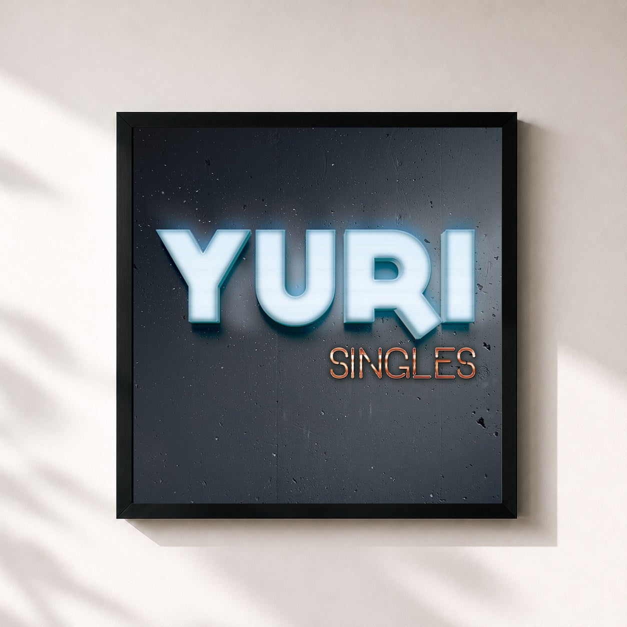 #noir Tableau carré de l'album Singles de Yuri, cadre noir 32x32 cm