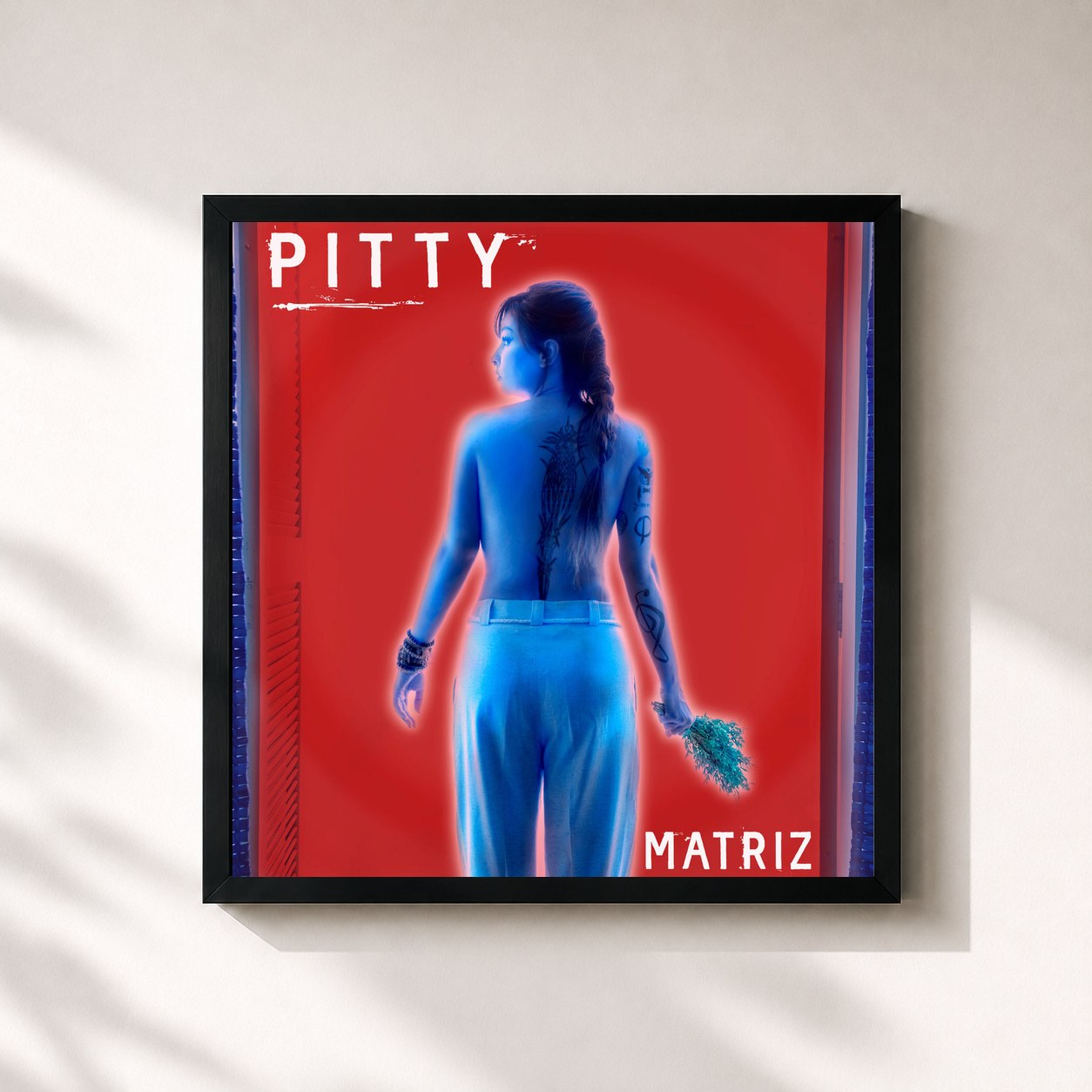 #noir Tableau carré de l'album Matriz de Pitty, cadre noir 32x32 cm