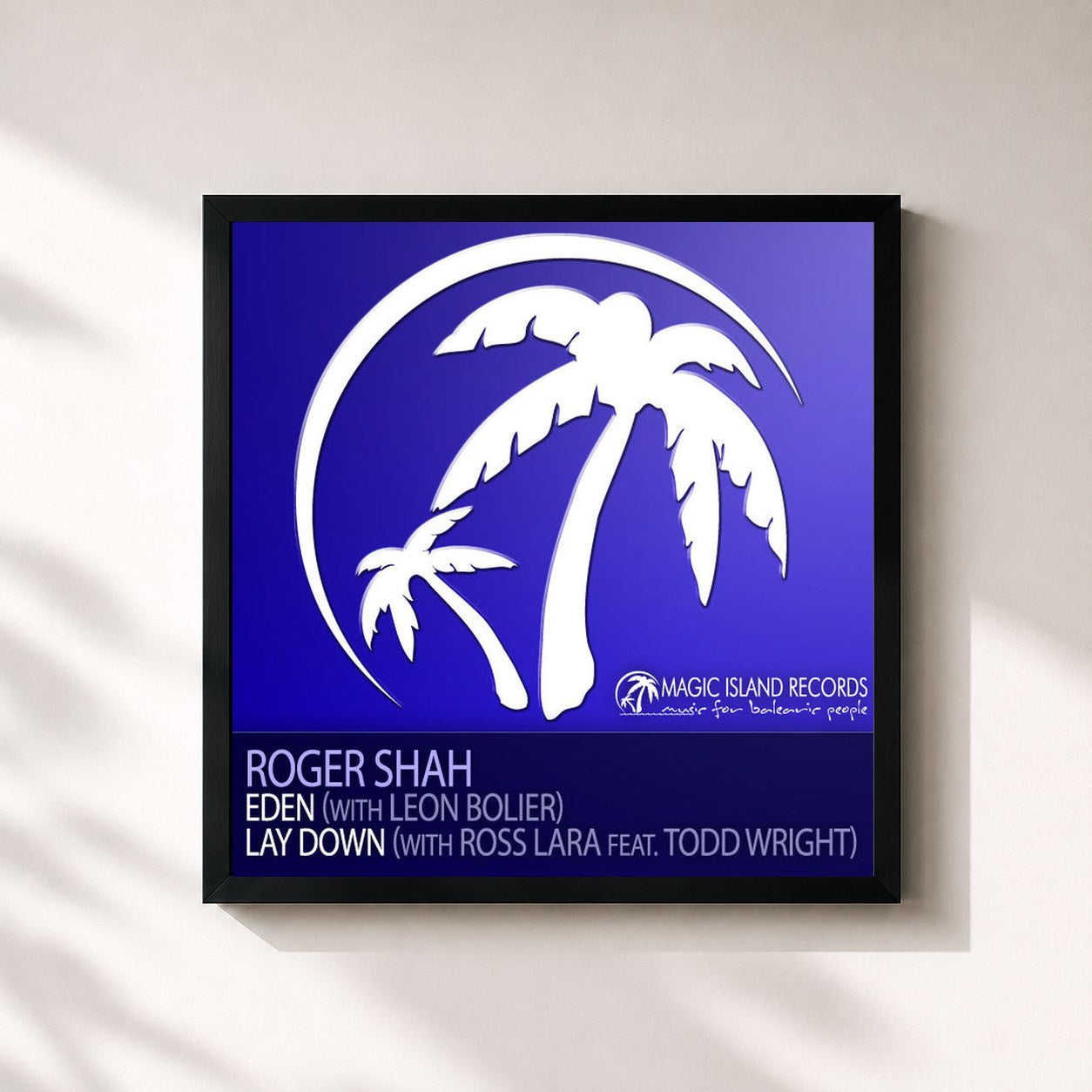 #noir Tableau carré de l'album Eden / Lay Down de Roger Shah, cadre noir 32x32 cm