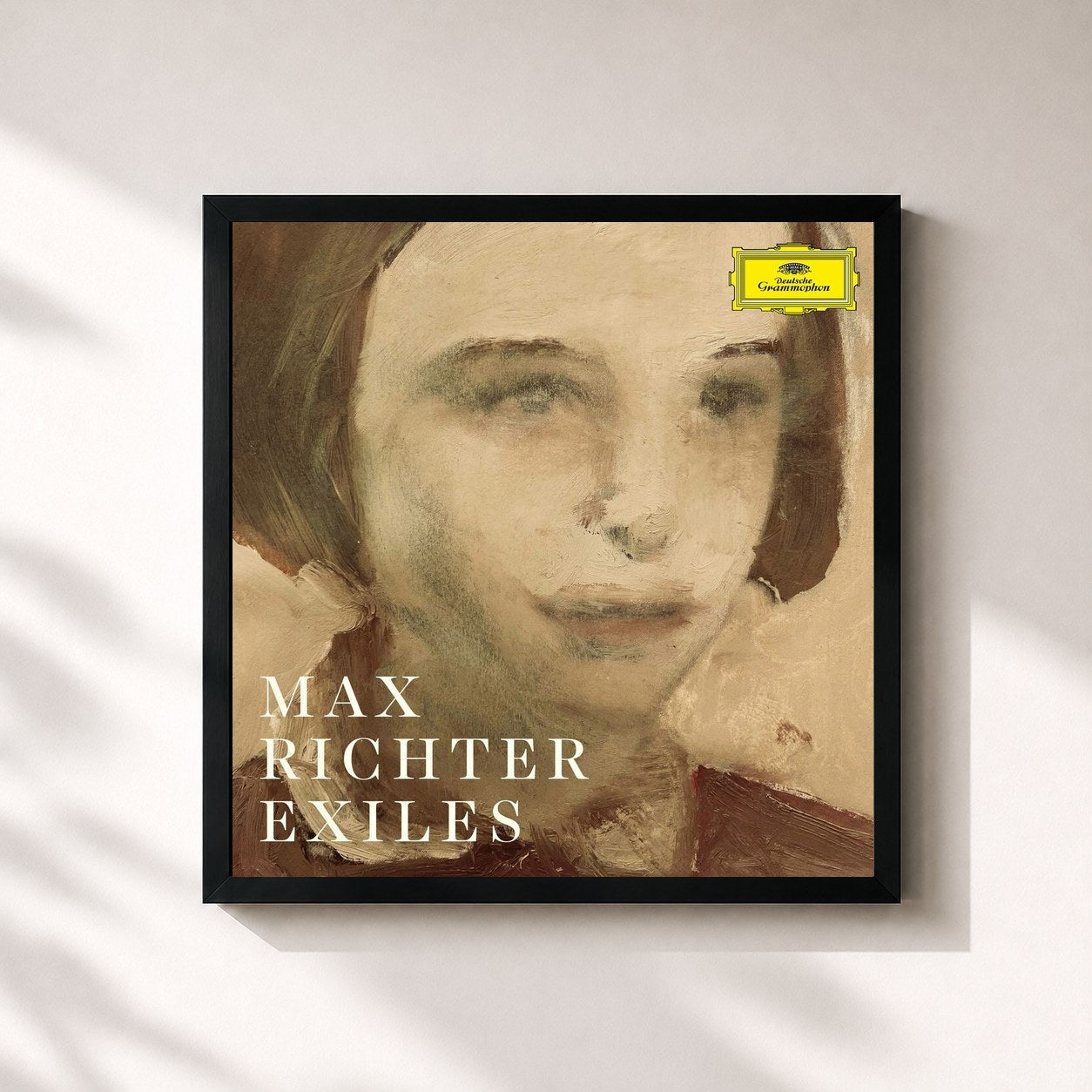 #noir Tableau carré de l'album Exiles de Max Richter, cadre noir 32x32 cm