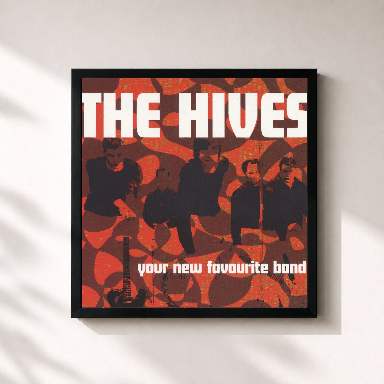 #noir Tableau carré de l'album Your New Favourite Band de The Hives, cadre noir 32x32 cm