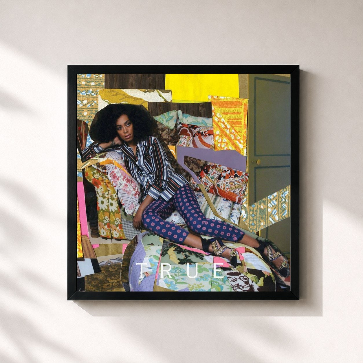 #noir Tableau carré de l'album True de Solange, cadre noir 32x32 cm