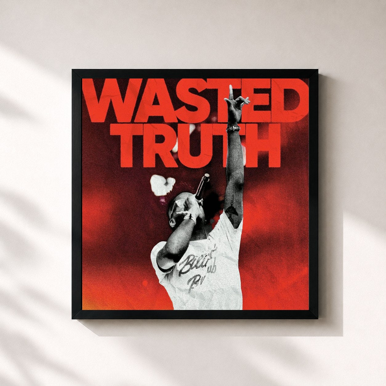 #noir Tableau carré de l'album Wasted Truth de Nebu Kiniza, cadre noir 32x32 cm