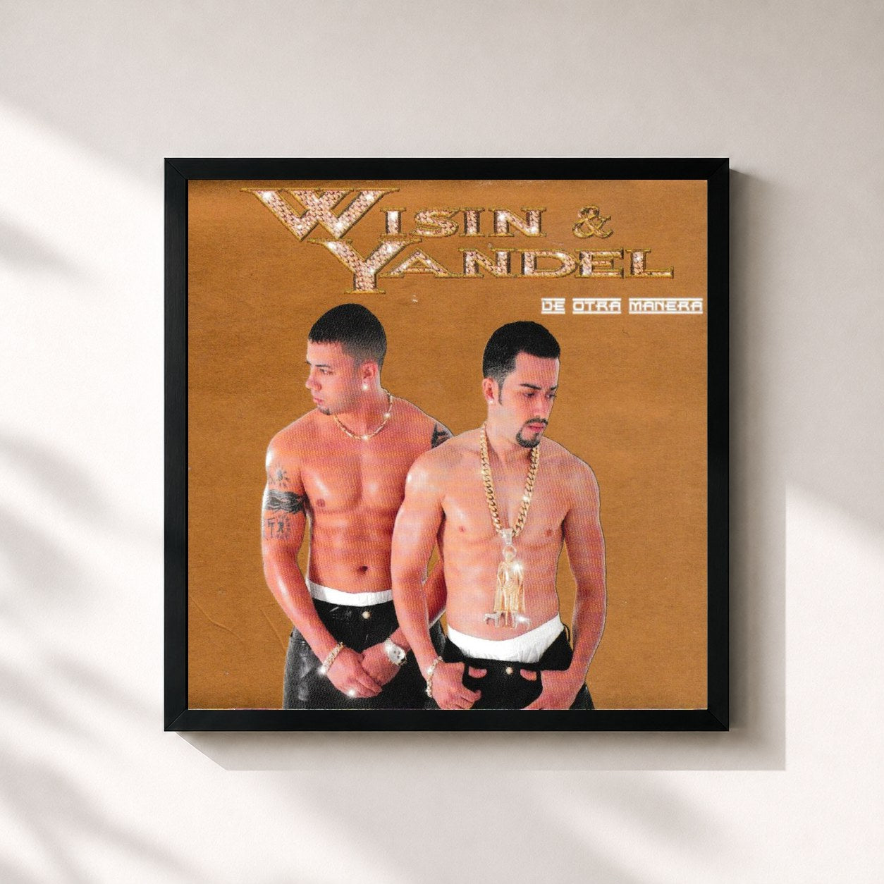 #noir Tableau carré de l'album De Otra Manera de Wisin & Yandel, cadre noir 32x32 cm