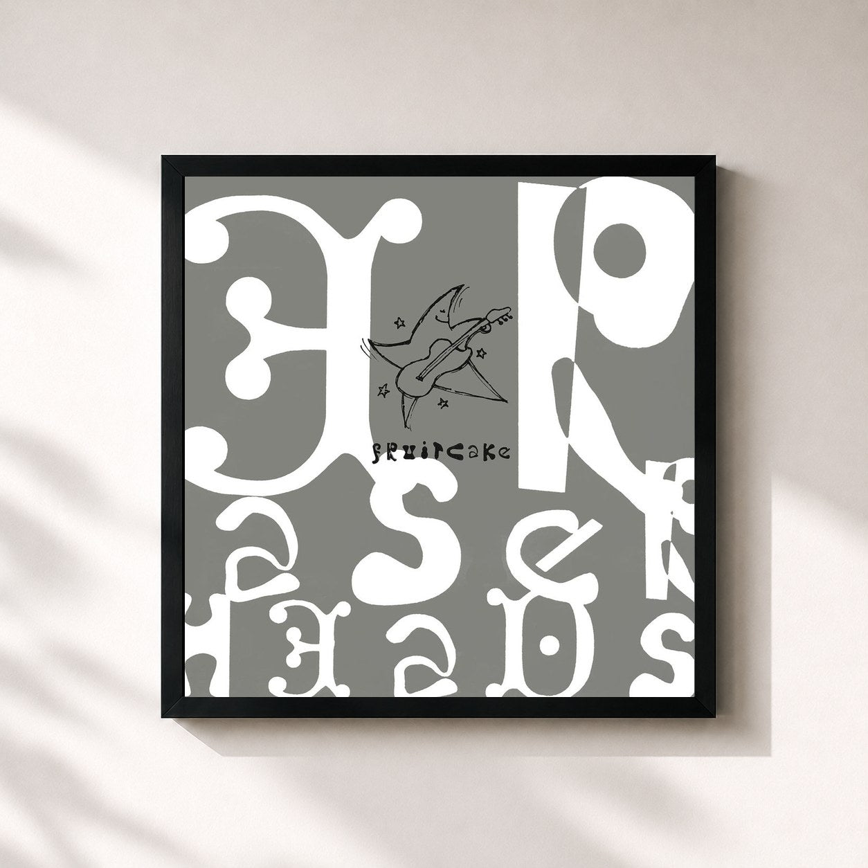 #noir Tableau carré de l'album Fruitcake de Eraserheads, cadre noir 32x32 cm
