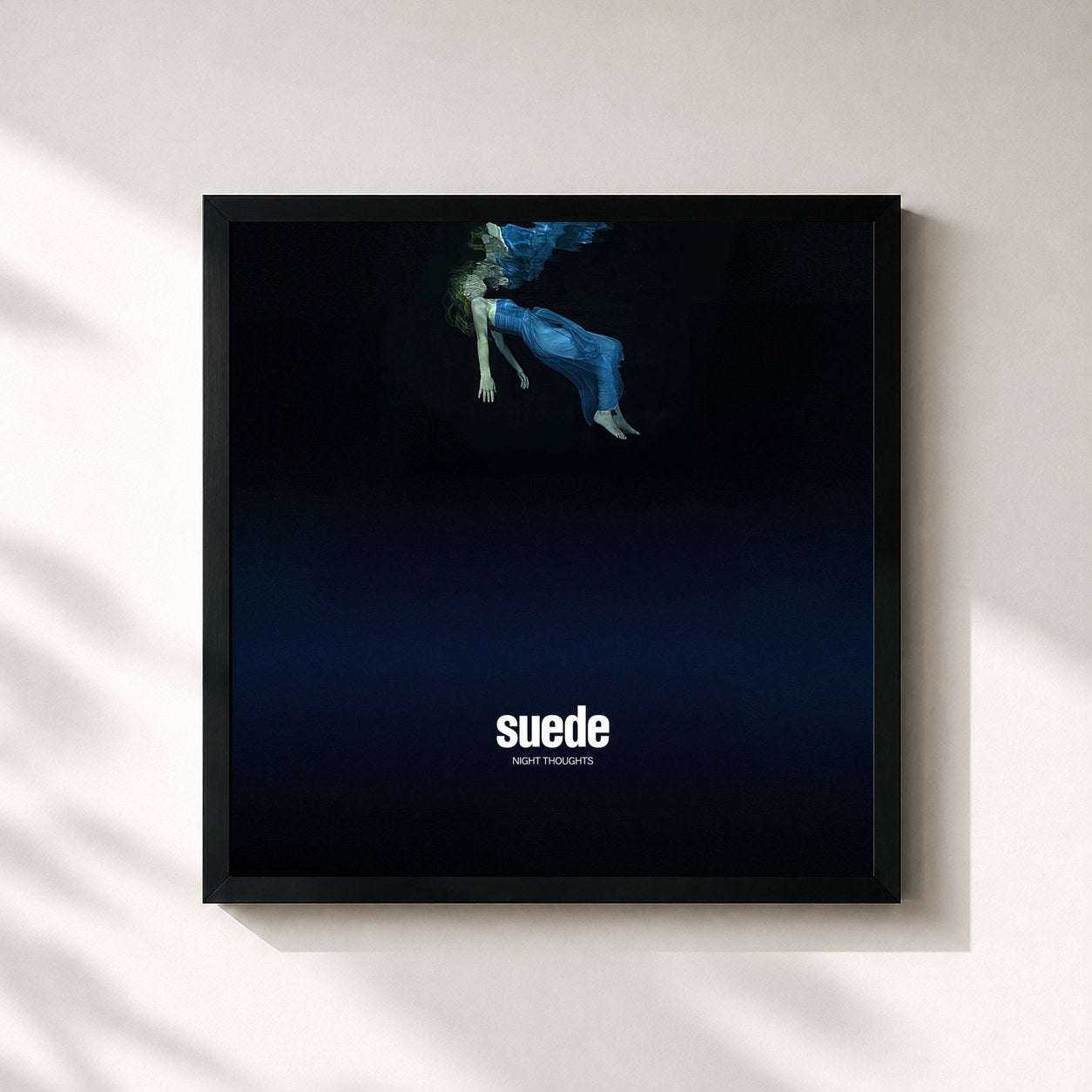 #noir Tableau carré de l'album Night Thoughts de Suede, cadre noir 32x32 cm