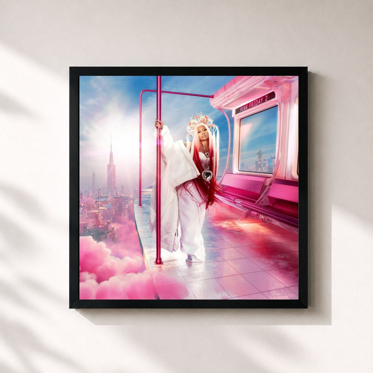 #noir Tableau carré de l'album Pink Friday 2 de Nicki Minaj, cadre noir 32x32 cm