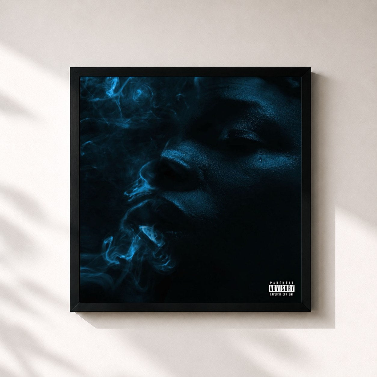 #noir Tableau carré de l'album No, I'm Not Ok de Yung Bleu, cadre noir 32x32 cm