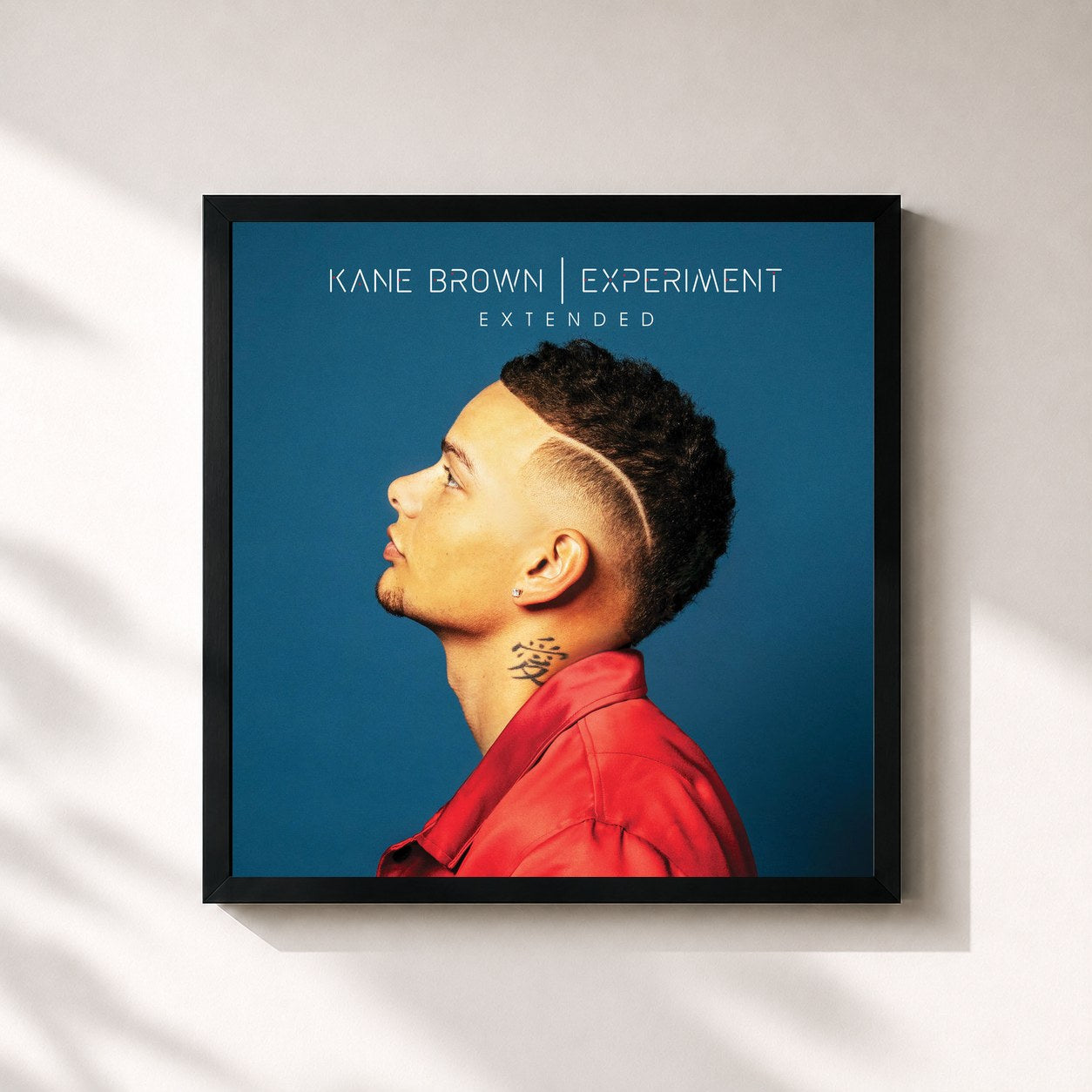 #noir Tableau carré de l'album Experiment Extended de Kane Brown, cadre noir 32x32 cm