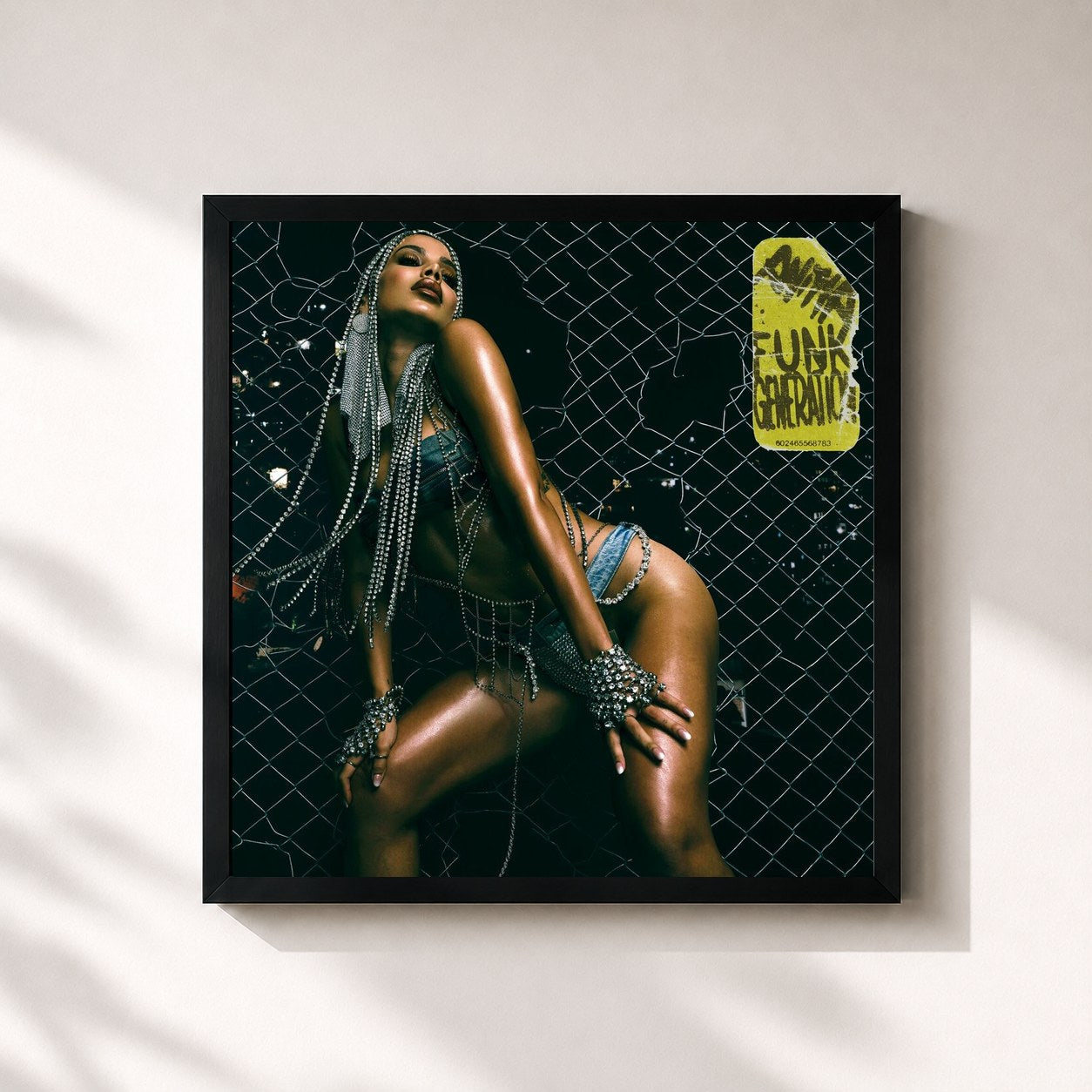 #noir Tableau carré de l'album Funk Generation de Anitta, cadre noir 32x32 cm