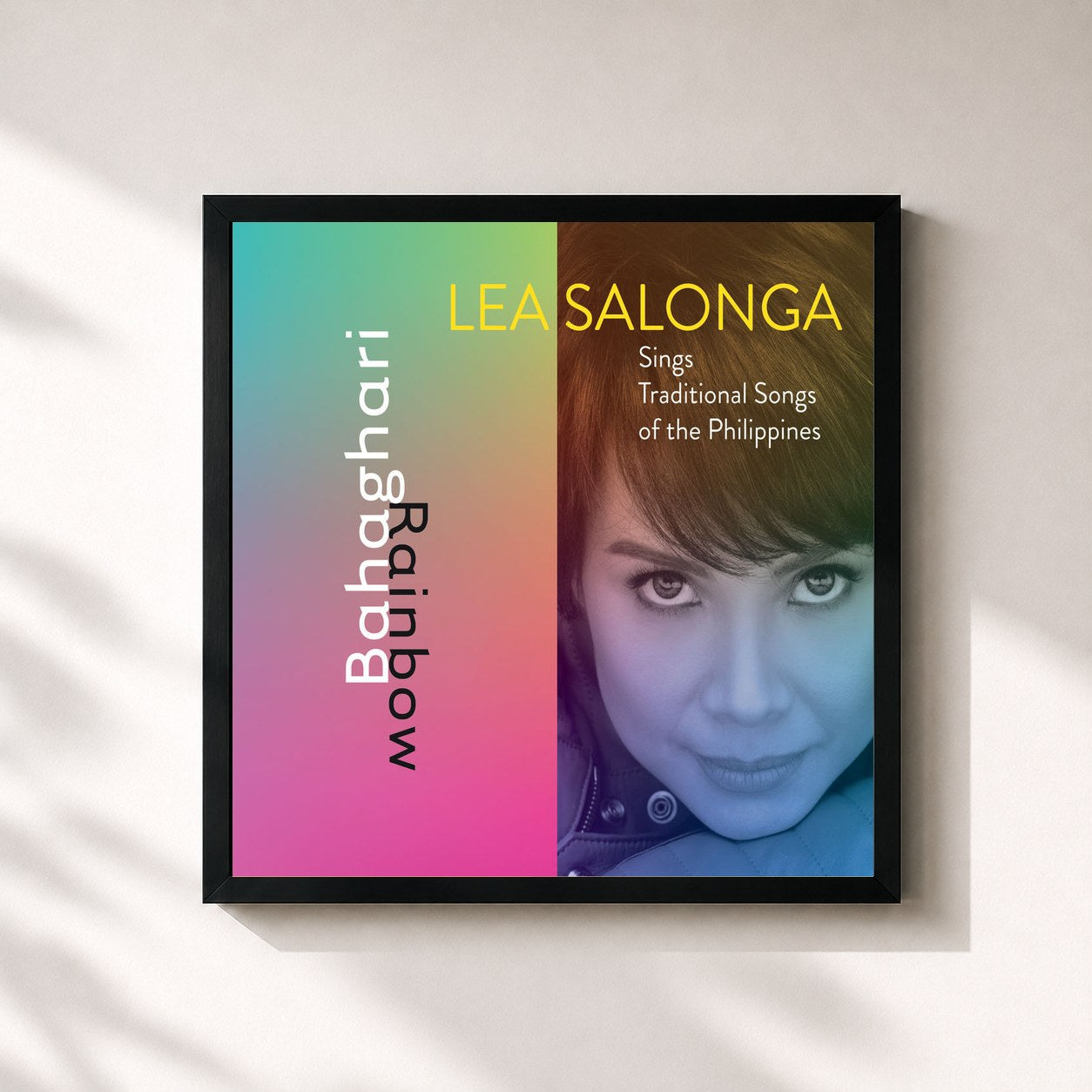 #noir Tableau carré de l'album Bahaghari de Lea Salonga, cadre noir 32x32 cm
