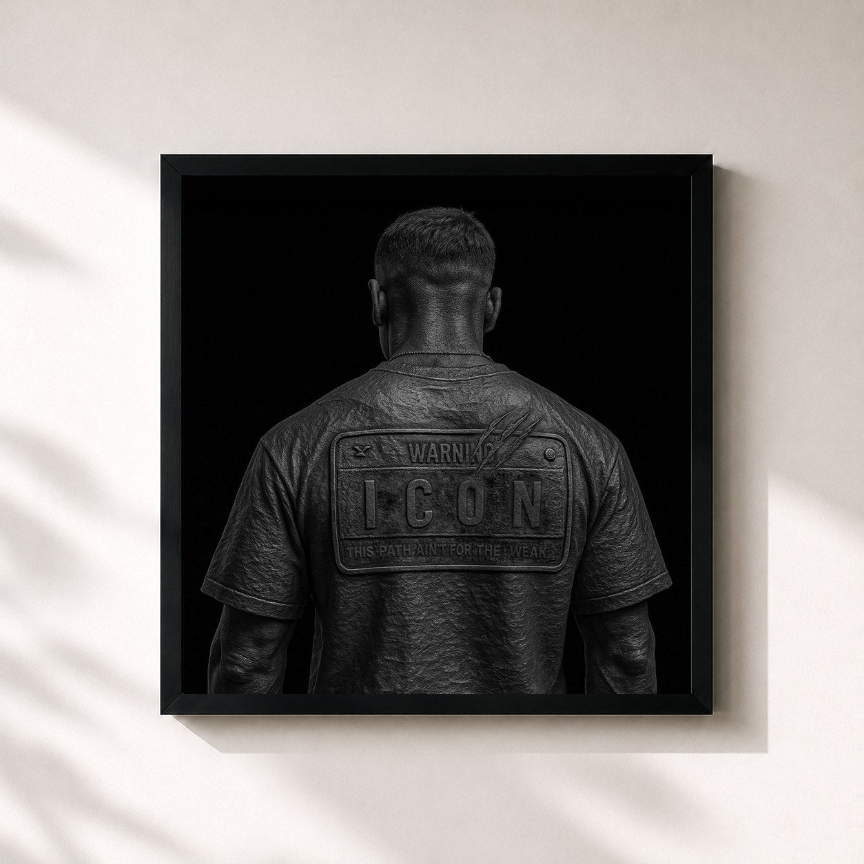 #noir Tableau carré de l'album ICON de Noizy, cadre noir 32x32 cm