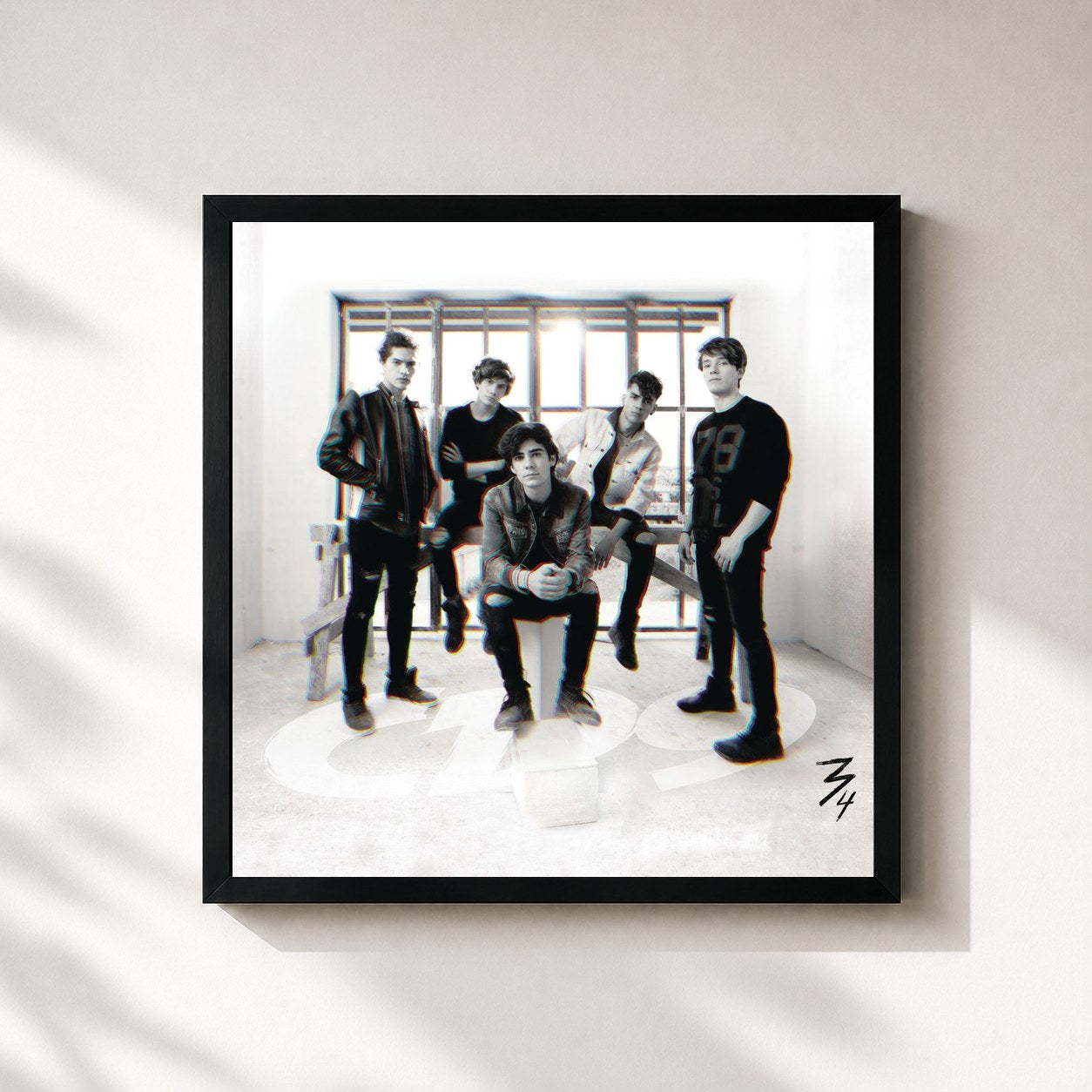 #noir Tableau carré de l'album 3/4 de CD9, cadre noir 32x32 cm