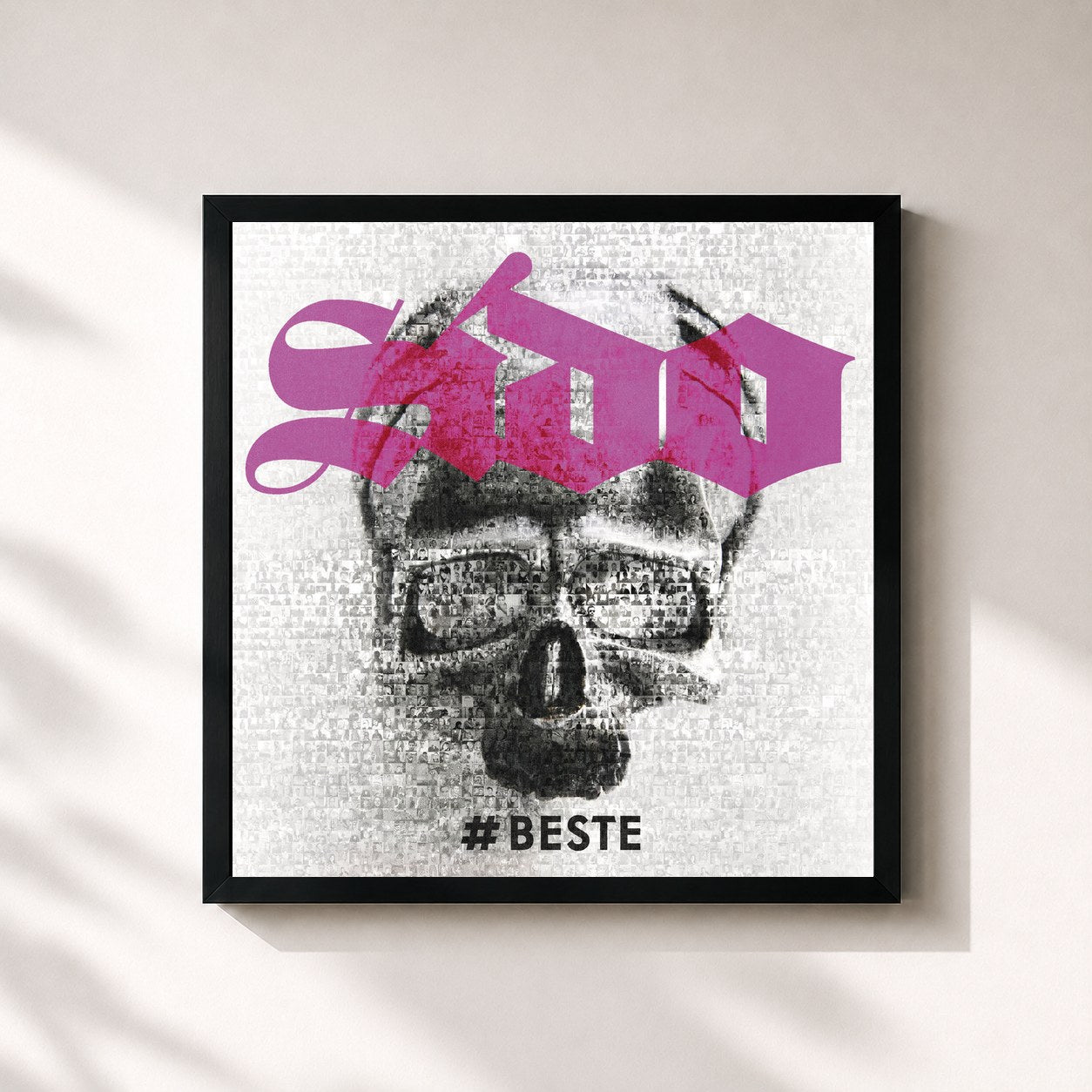 #noir Tableau carré de l'album #Beste de Sido, cadre noir 32x32 cm