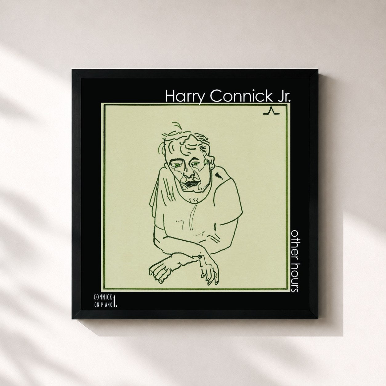 #noir Tableau carré de l'album Other Hours de Harry Connick Jr., cadre noir 32x32 cm