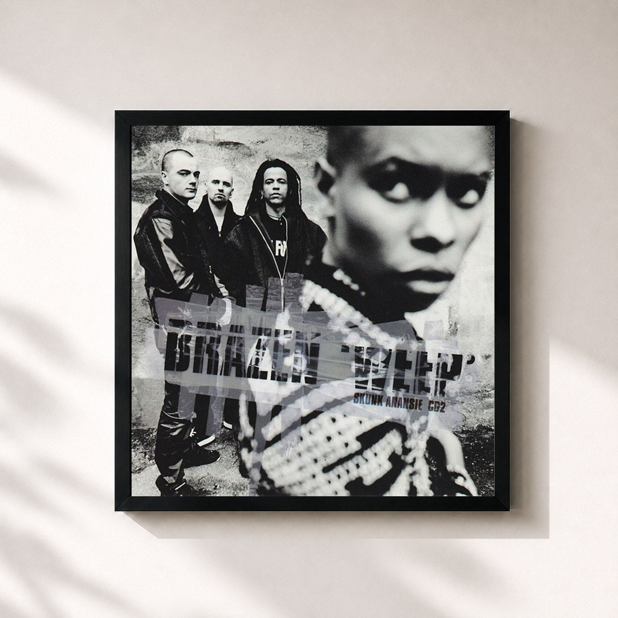 #noir Tableau carré de l'album Brazen (Weep) de Skunk Anansie, cadre noir 32x32 cm