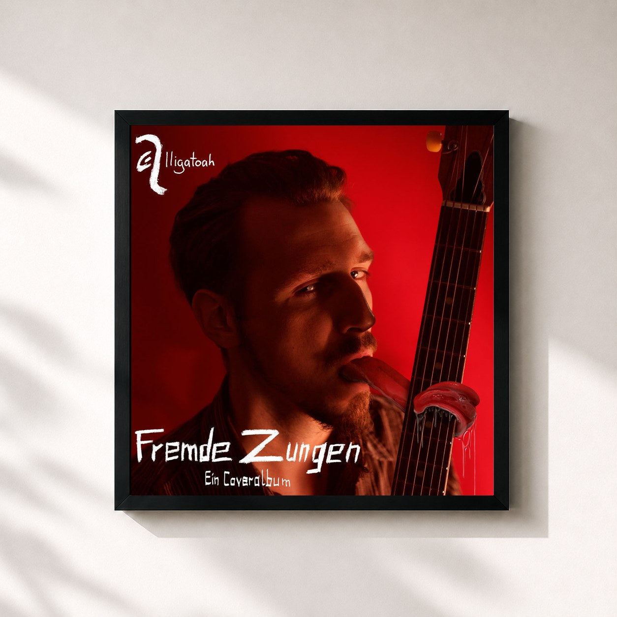 #noir Tableau carré de l'album Fremde Zungen de Alligatoah, cadre noir 32x32 cm
