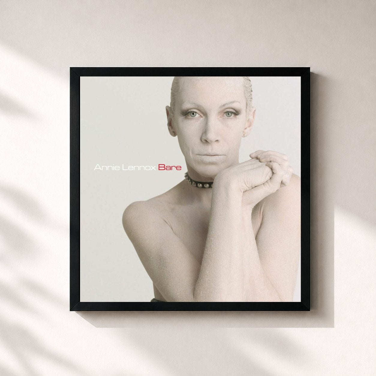 #noir Tableau carré de l'album Bare de Annie Lennox, cadre noir 32x32 cm