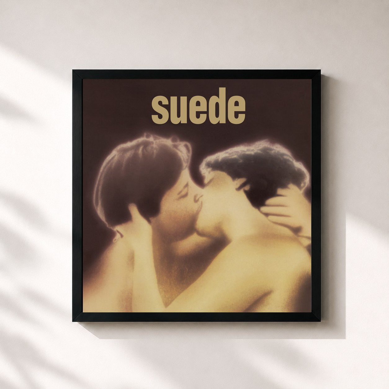 #noir Tableau carré de l'album Suede de Suede, cadre noir 32x32 cm