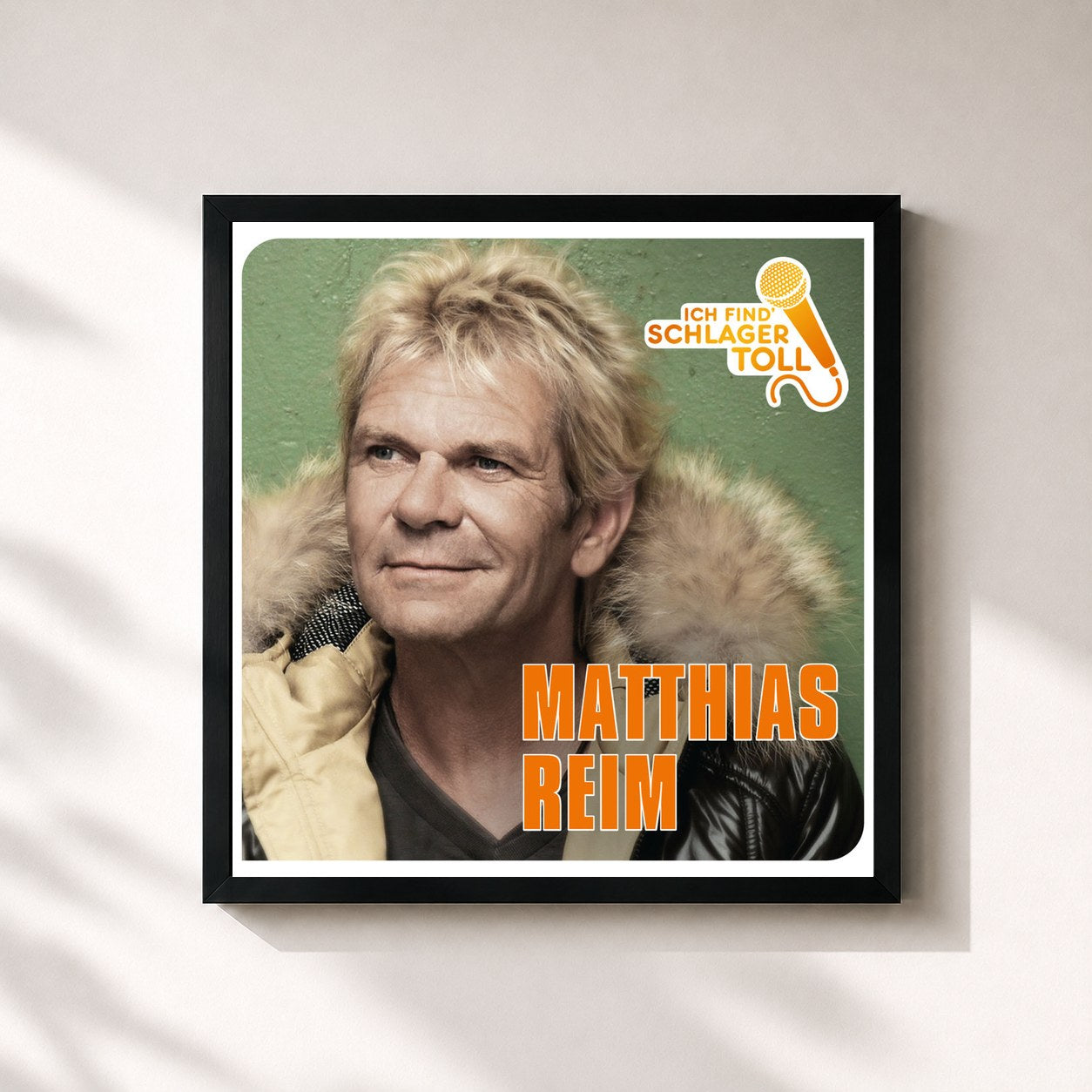 #noir Tableau carré de l'album Ich find' Schlager toll de Matthias Reim, cadre noir 32x32 cm