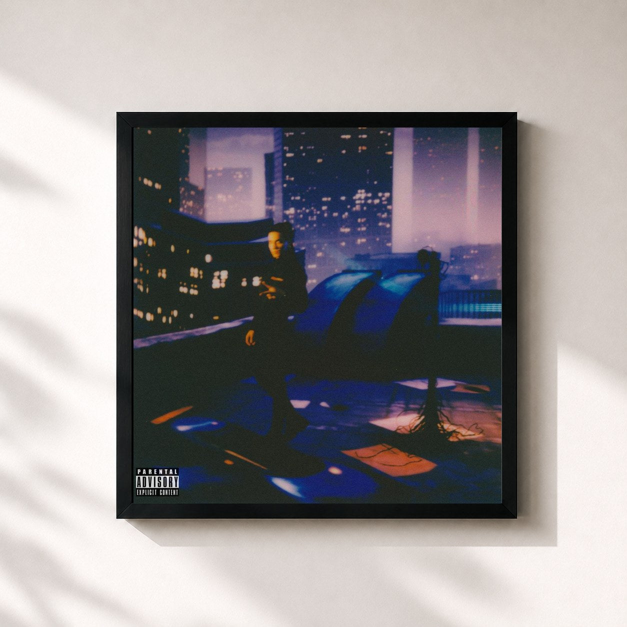 #noir Tableau carré de l'album Don't Panic de Tedua, cadre noir 32x32 cm