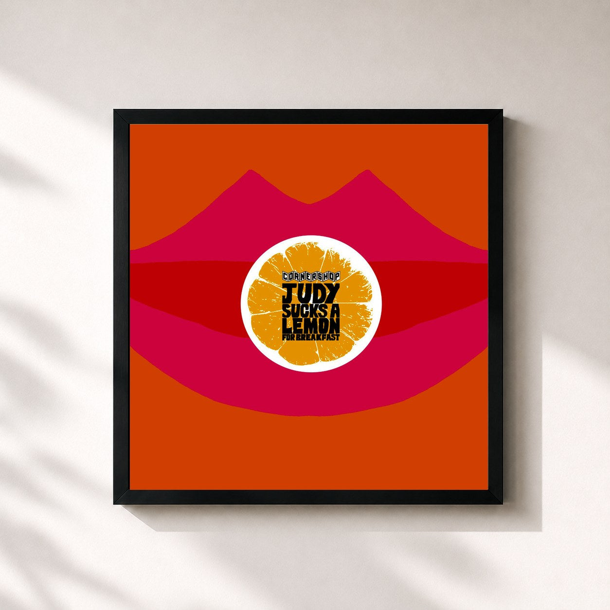 #noir Tableau carré de l'album Judy Sucks A Lemon For Breakfast de Cornershop, cadre noir 32x32 cm