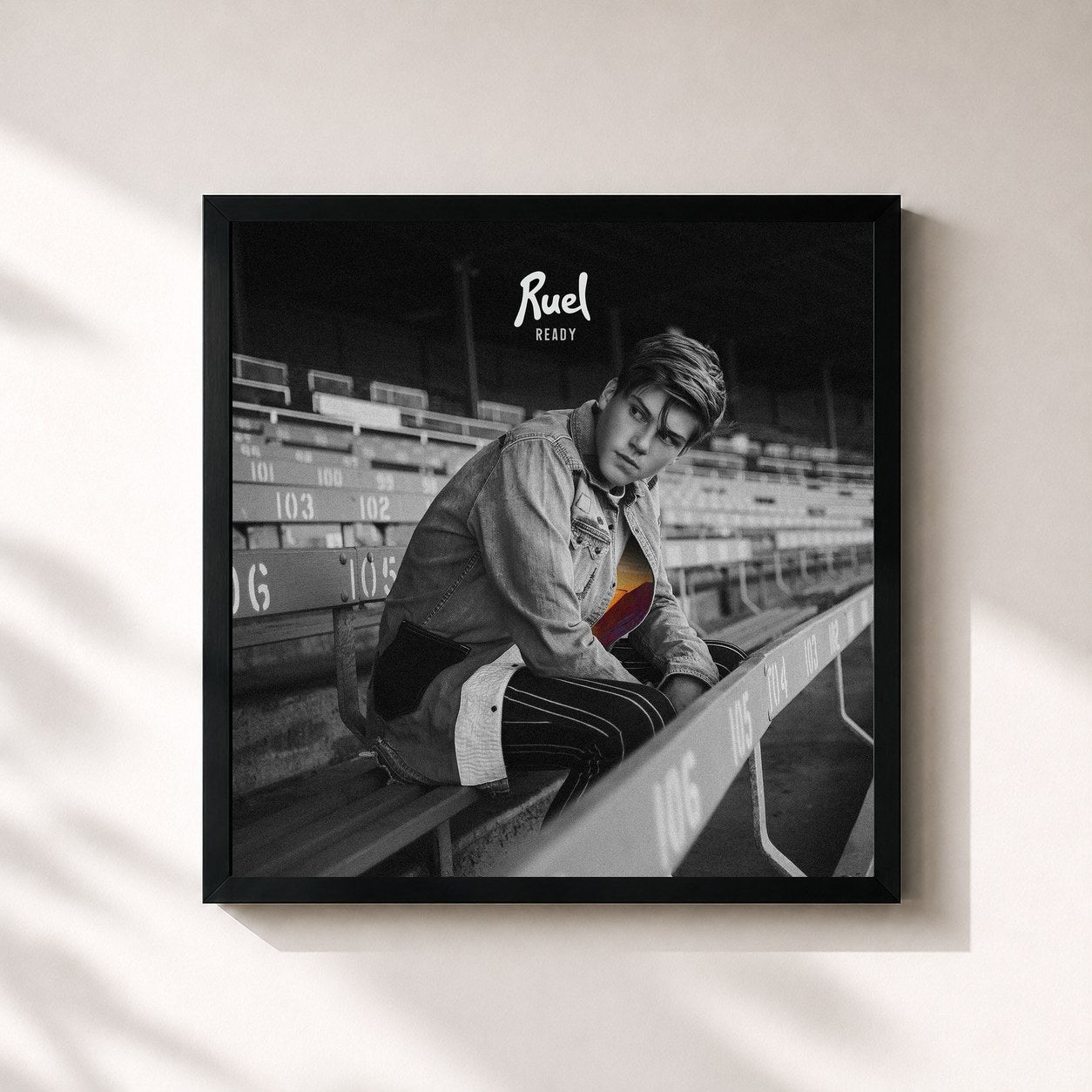 #noir Tableau carré de l'album Ready de Ruel, cadre noir 32x32 cm