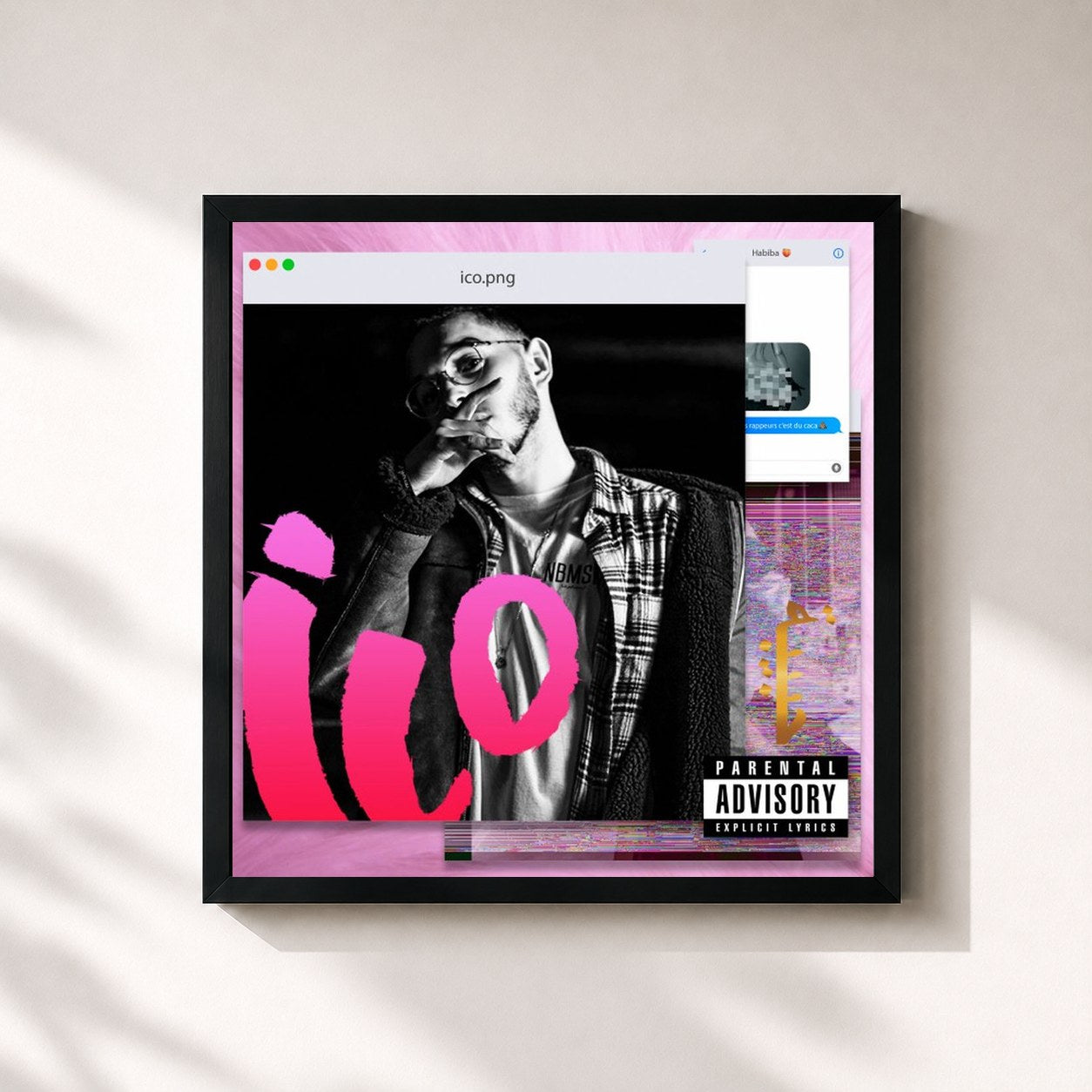 #noir Tableau carré de l'album Ico de ICO, cadre noir 32x32 cm