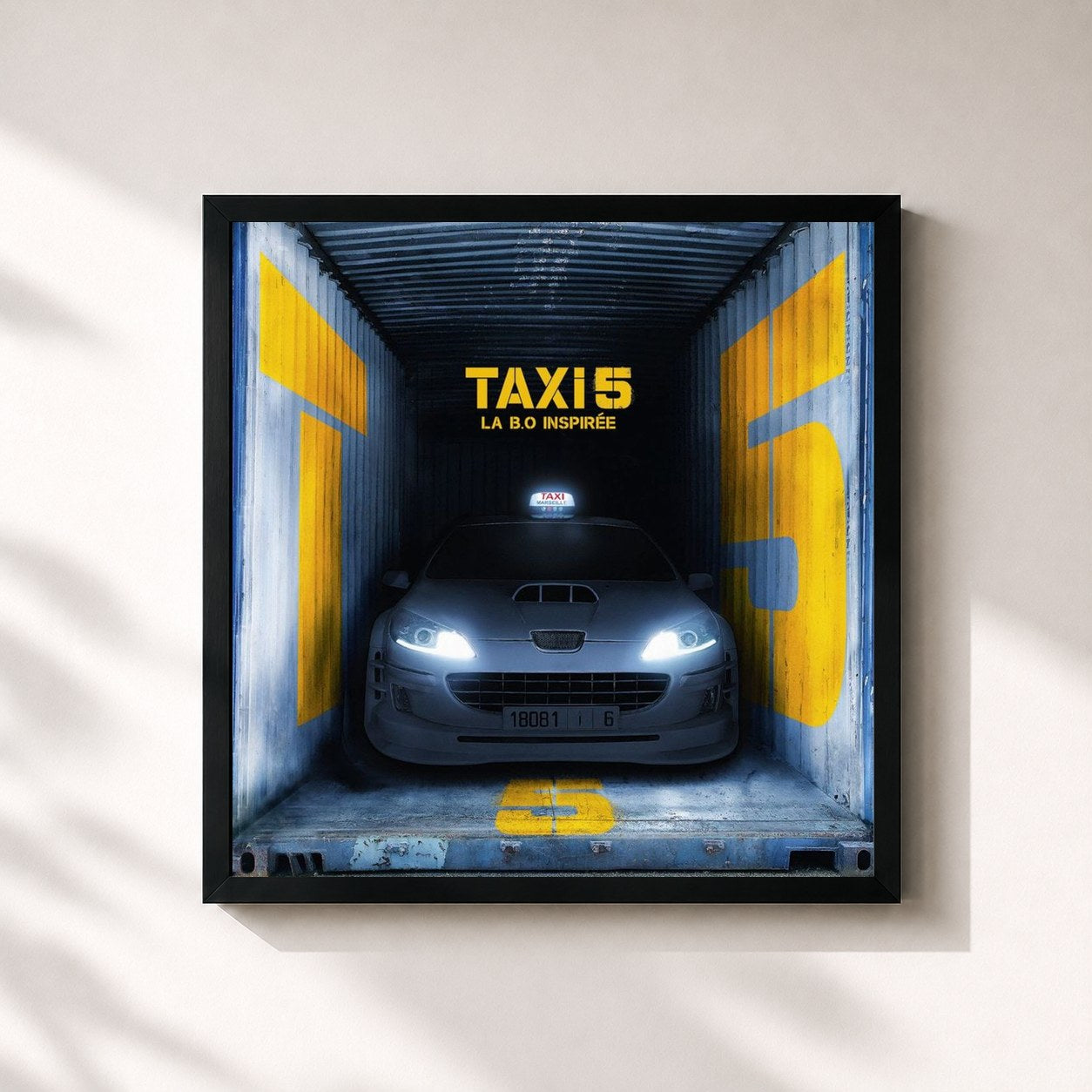 #noir Tableau carré de l'album Taxi 5 (Bande originale inspirée du film) de Kore, cadre noir 32x32 cm