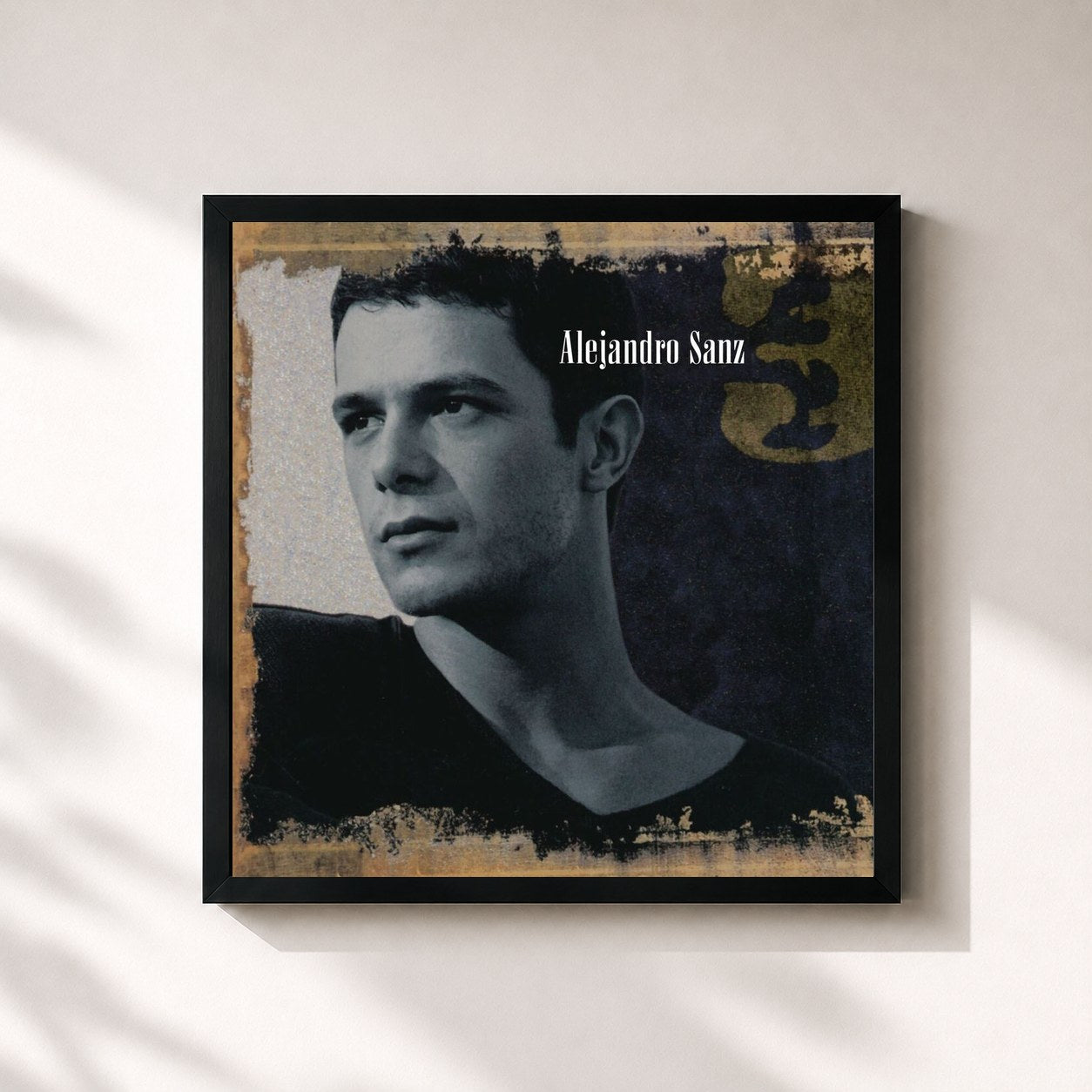 #noir Tableau carré de l'album Alejandro Sanz 3 de Alejandro Sanz, cadre noir 32x32 cm