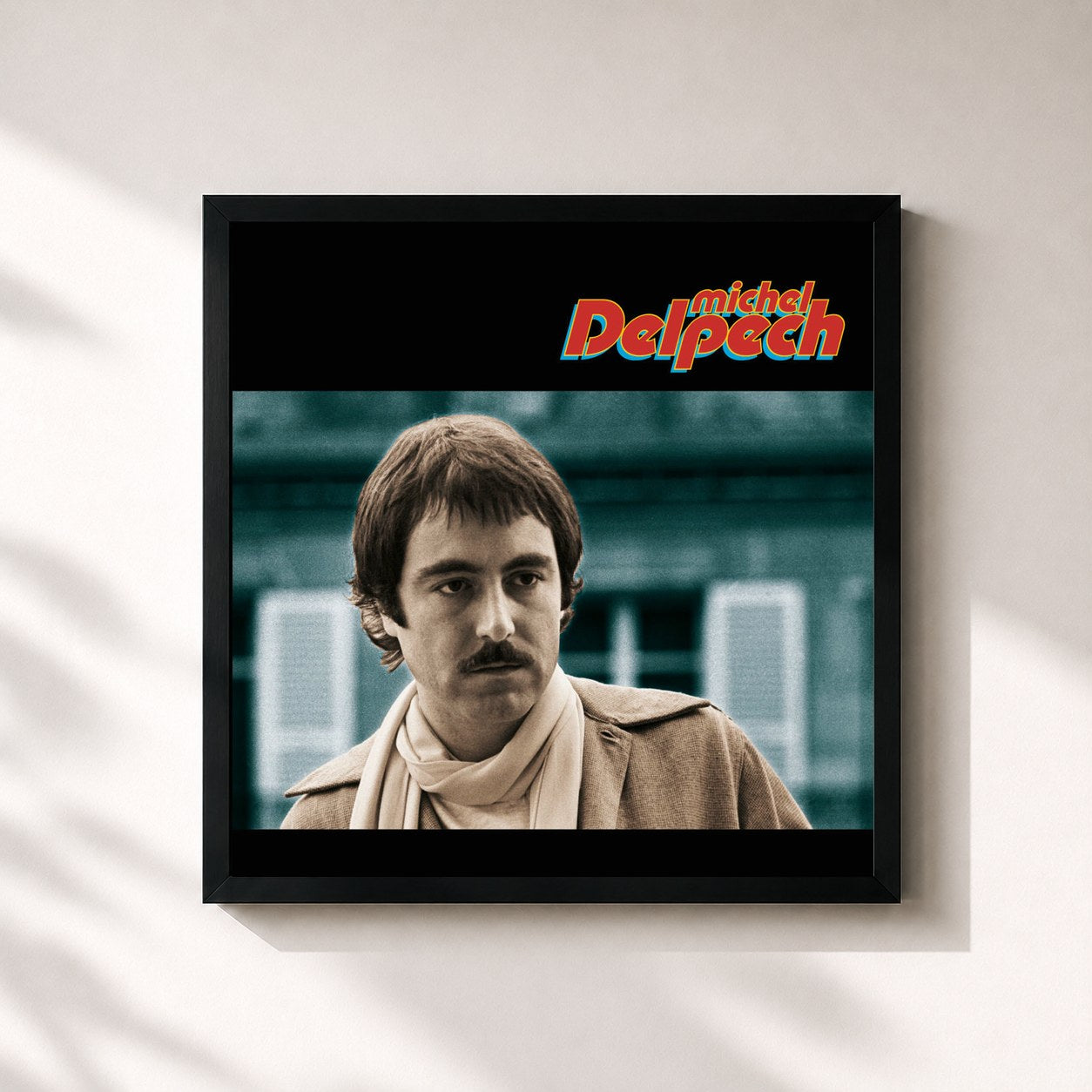 #noir Tableau carré de l'album Quand J'Etais Chanteur de Michel Delpech, cadre noir 32x32 cm