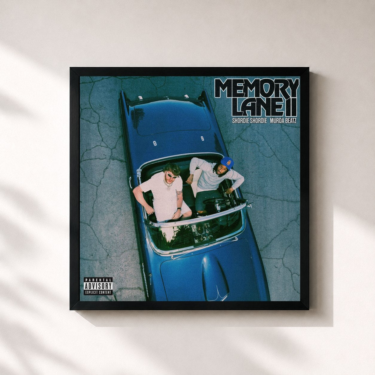 #noir Tableau carré de l'album Memory Lane 2 de Shordie Shordie, cadre noir 32x32 cm