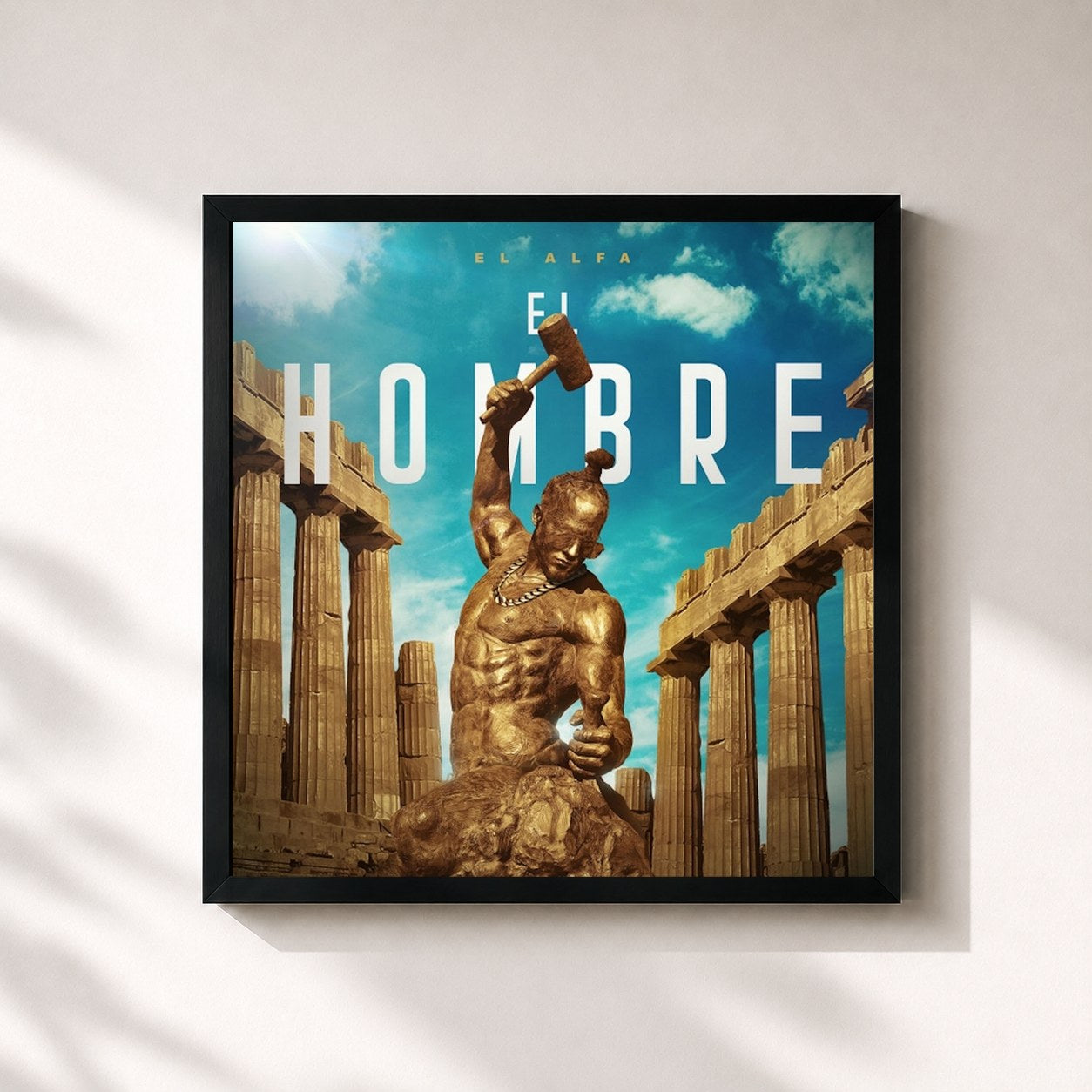 #noir Tableau carré de l'album El Hombre de El Alfa, cadre noir 32x32 cm