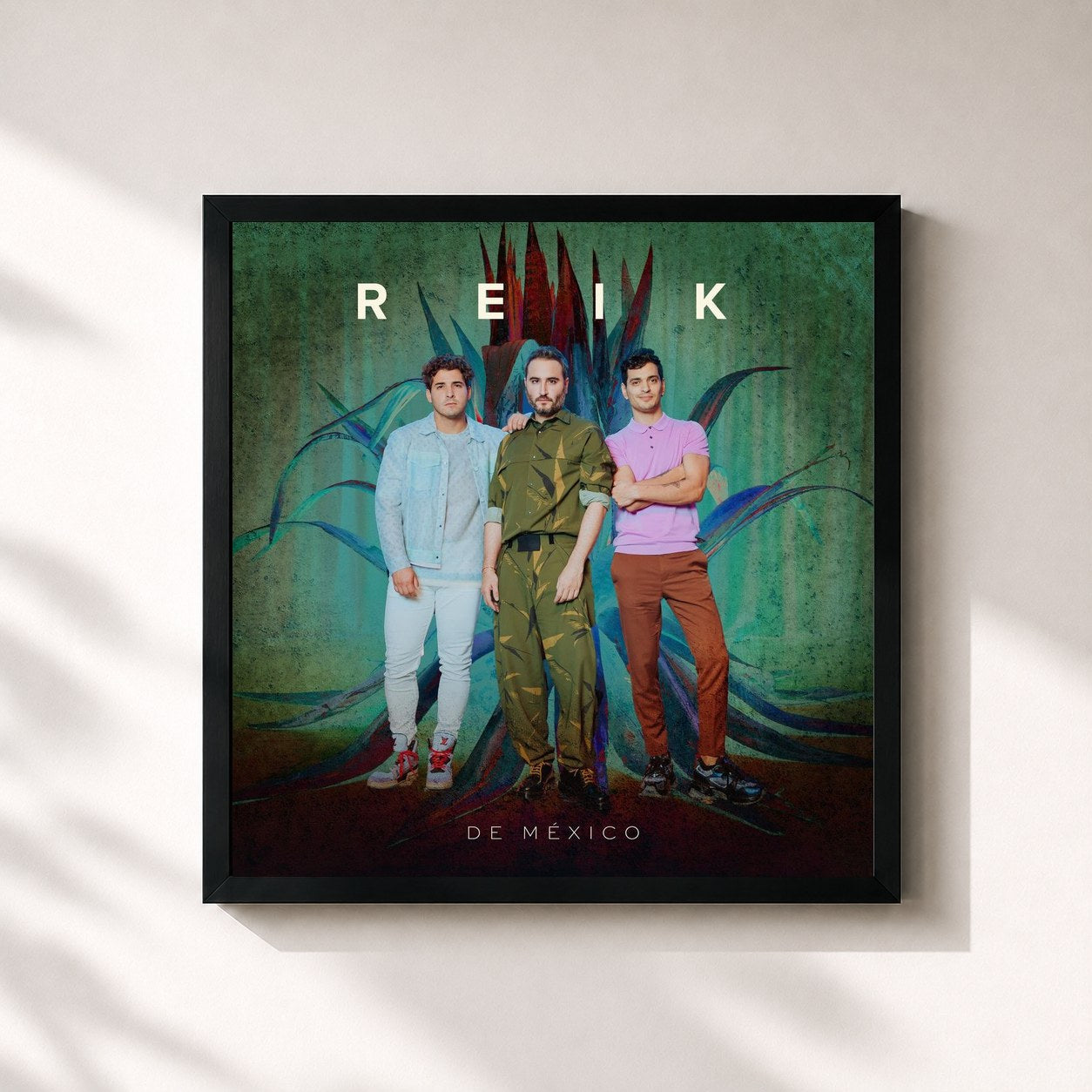 #noir Tableau carré de l'album De México de Reik, cadre noir 32x32 cm