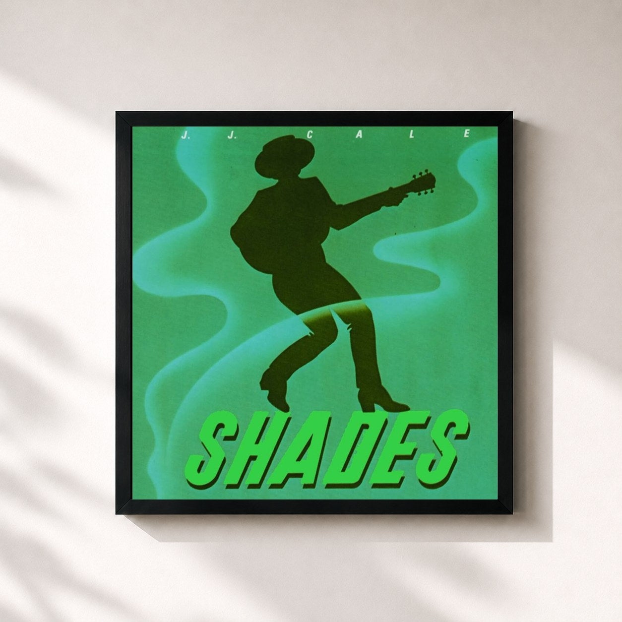 #noir Tableau carré de l'album Shades de J.J. Cale, cadre noir 32x32 cm