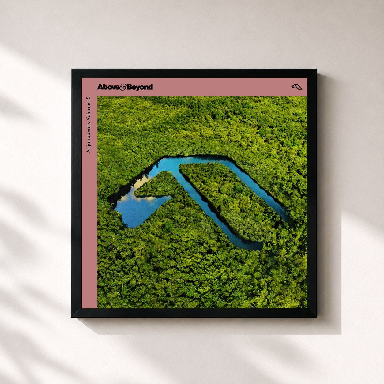 #noir Tableau carré de l'album Anjunabeats Volume 15 de Above & Beyond, cadre noir 32x32 cm