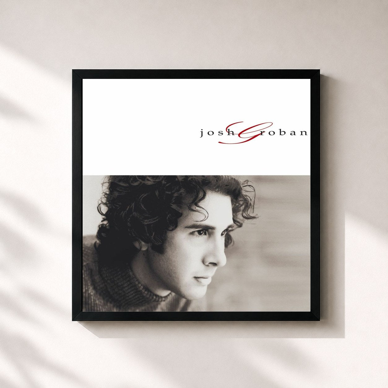 #noir Tableau carré de l'album Josh Groban de Josh Groban, cadre noir 32x32 cm
